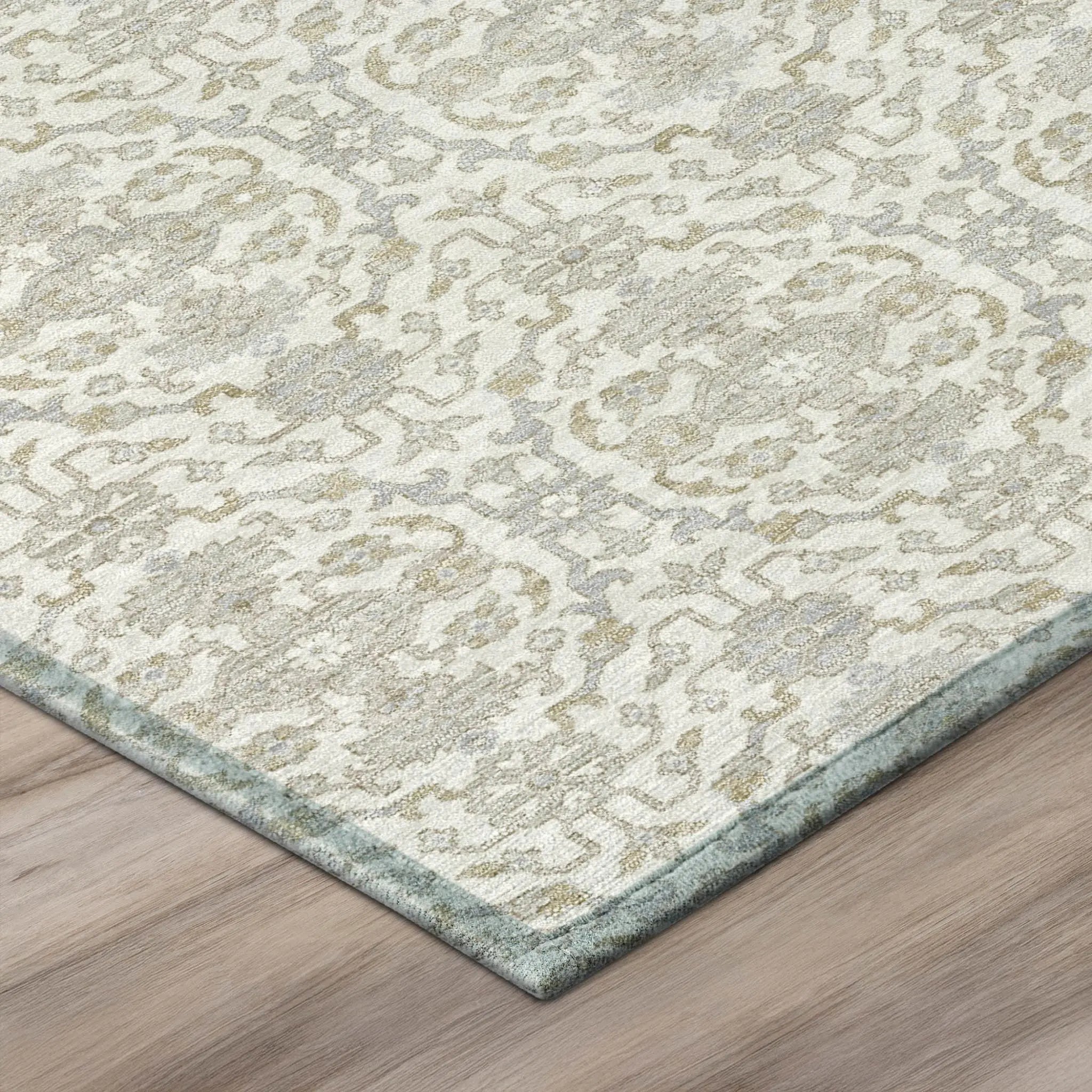 8' X 10' Ivory And Silver Oriental Washable Indoor Outdoor Area Rug Homeroots Outdoor