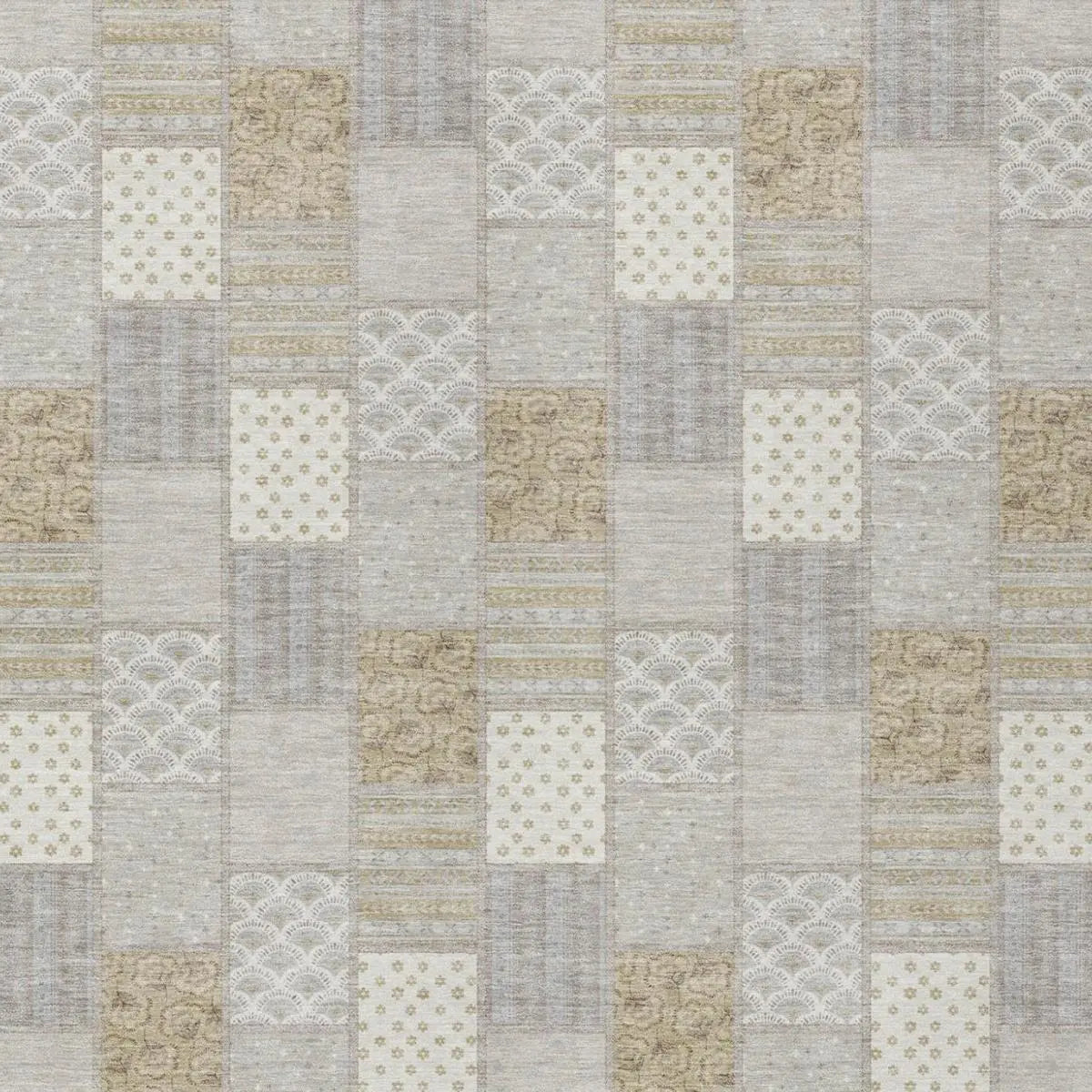 8' X 10' Ivory And Silver Patchwork Washable Indoor Outdoor Area Rug Homeroots Outdoor