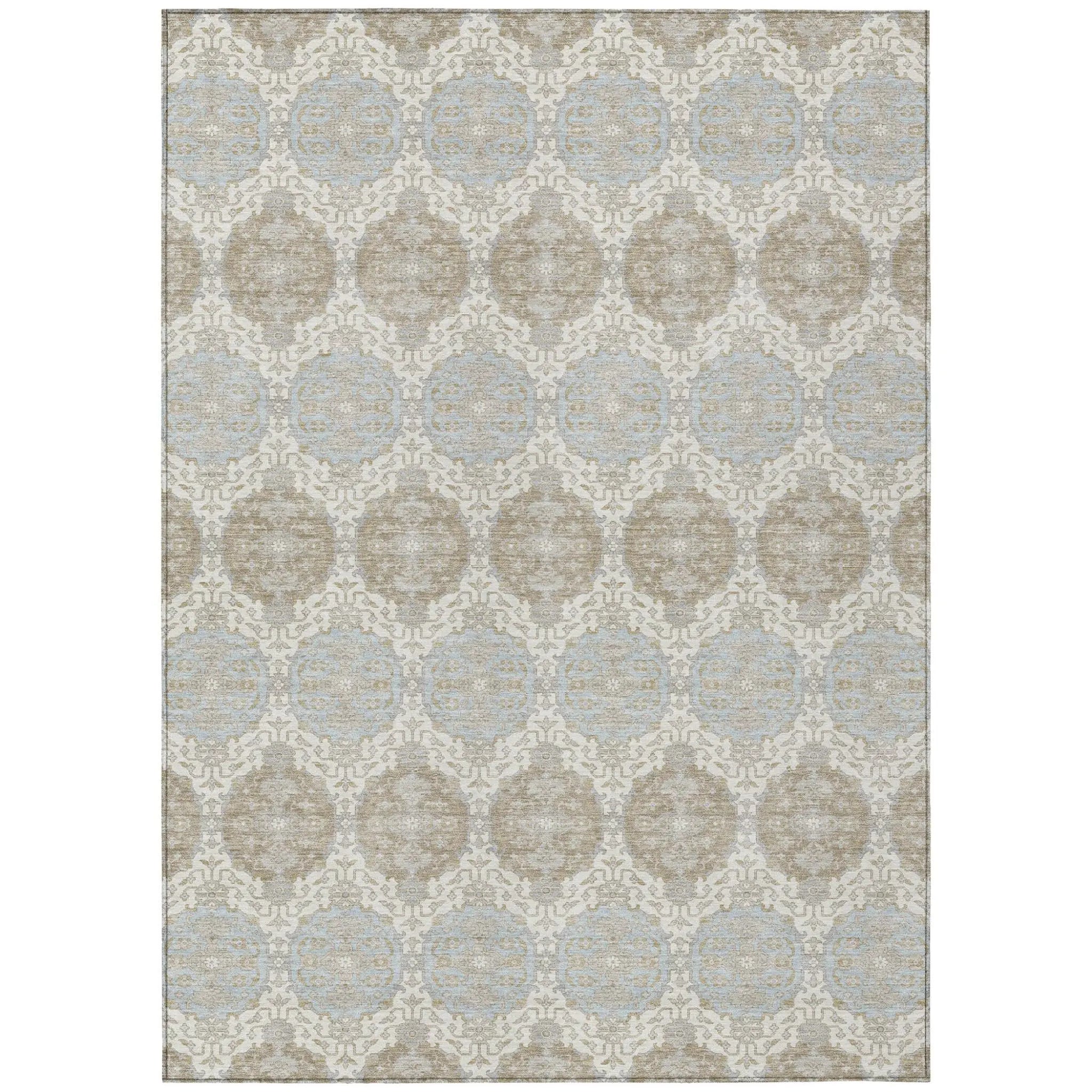 8' X 10' Ivory And Silver Striped Washable Indoor Outdoor Area Rug Homeroots Outdoor