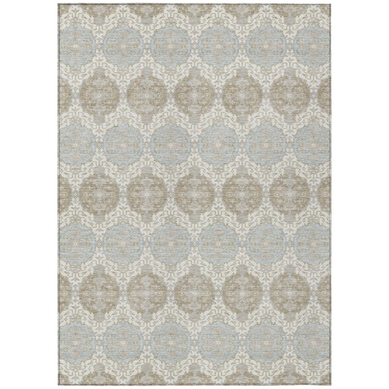 8' X 10' Ivory And Silver Striped Washable Indoor Outdoor Area Rug Homeroots Outdoor