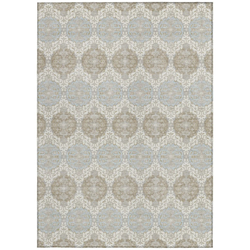 8' X 10' Ivory And Silver Striped Washable Indoor Outdoor Area Rug Homeroots Outdoor