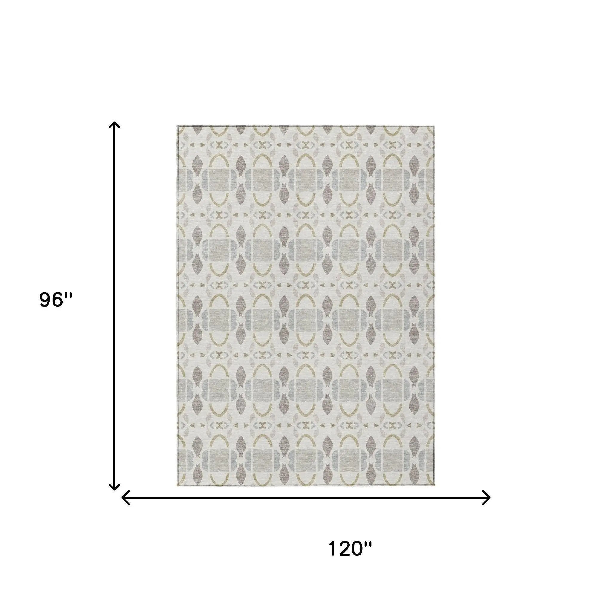 8' X 10' Ivory And Silver Striped Washable Indoor Outdoor Area Rug Homeroots Outdoor