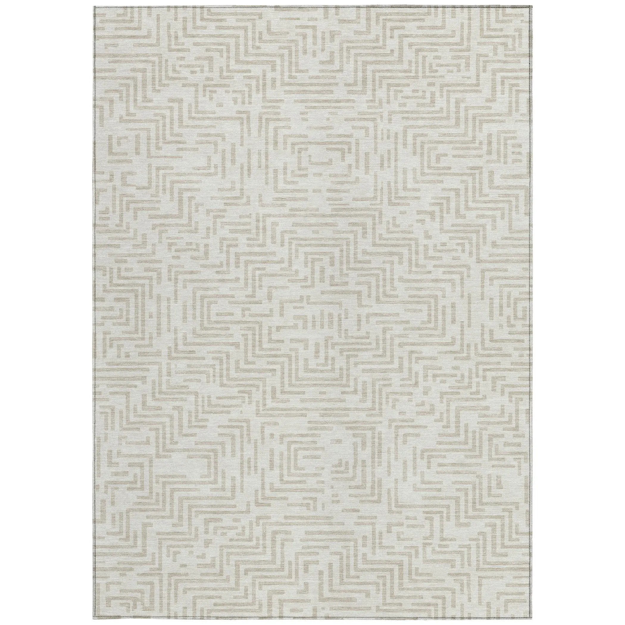 8' X 10' Ivory And Sky Blue Geometric Washable Indoor Outdoor Area Rug Homeroots Outdoor
