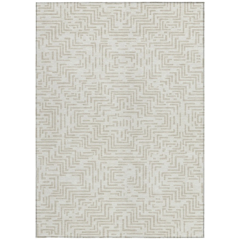 8' X 10' Ivory And Sky Blue Geometric Washable Indoor Outdoor Area Rug Homeroots Outdoor