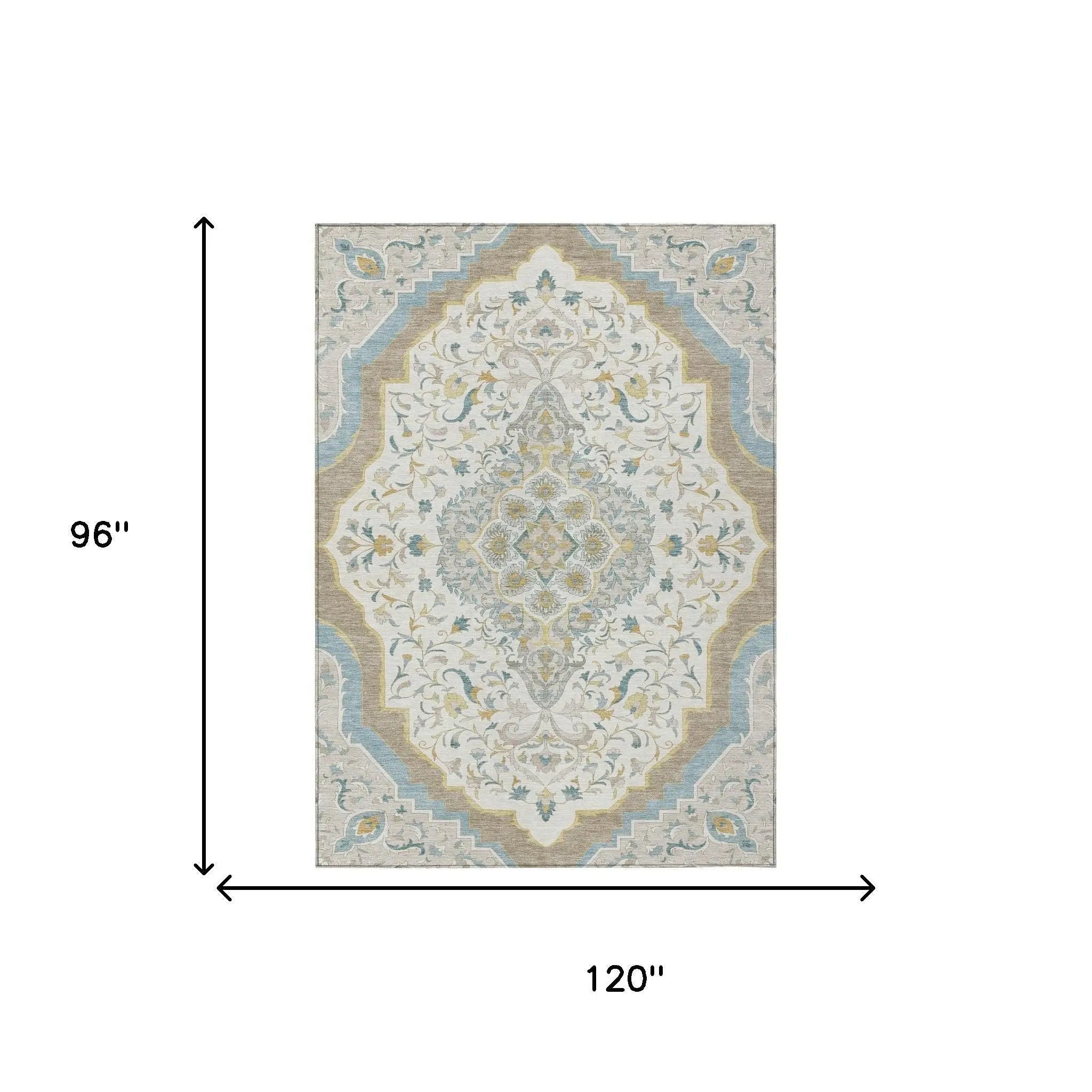 8' X 10' Ivory And Taupe Medallion Washable Indoor Outdoor Area Rug Homeroots Outdoor