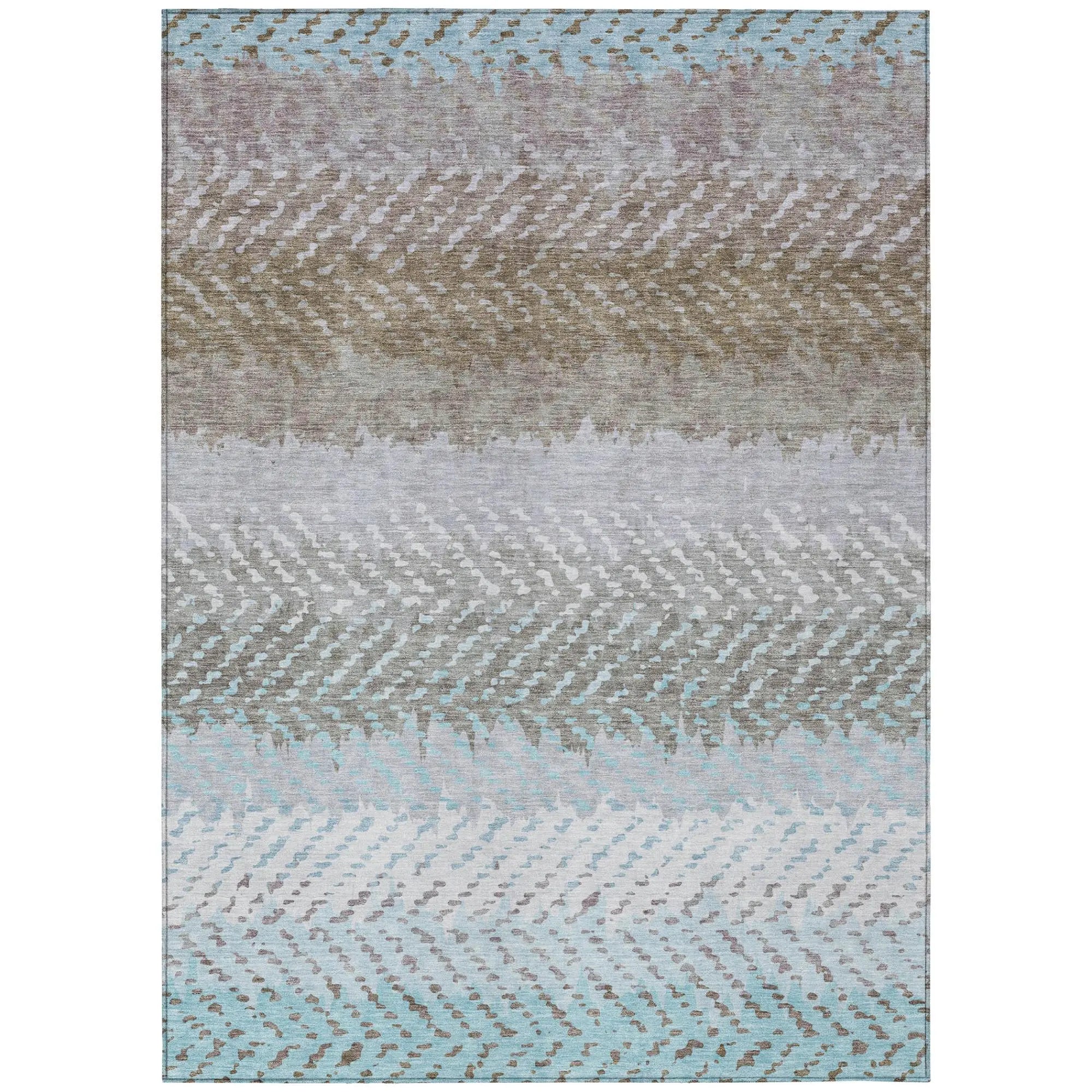 8' X 10' Ivory And Taupe Striped Washable Indoor Outdoor Area Rug Homeroots Outdoor