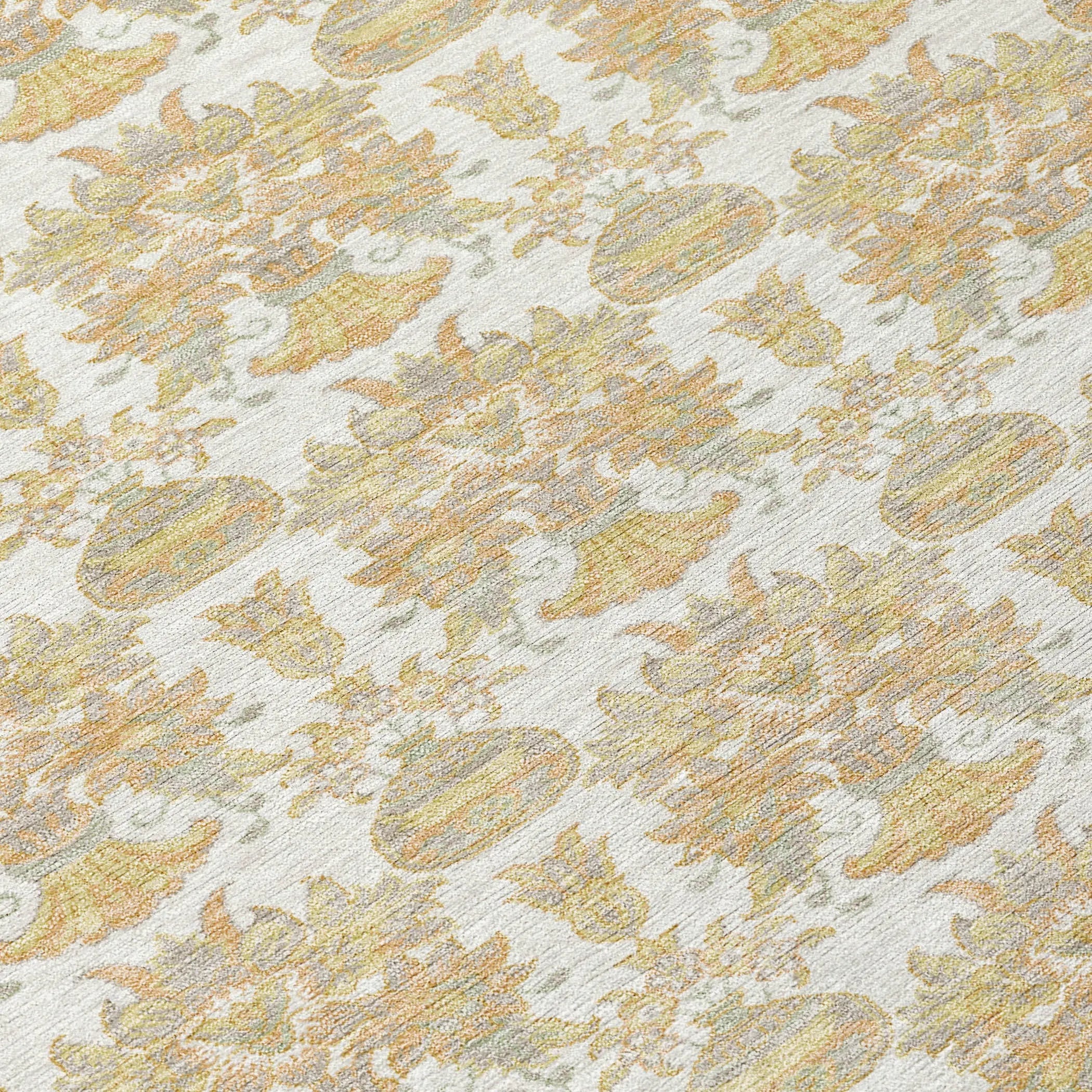 8' X 10' Ivory And Wheat Floral Washable Indoor Outdoor Area Rug Homeroots Outdoor