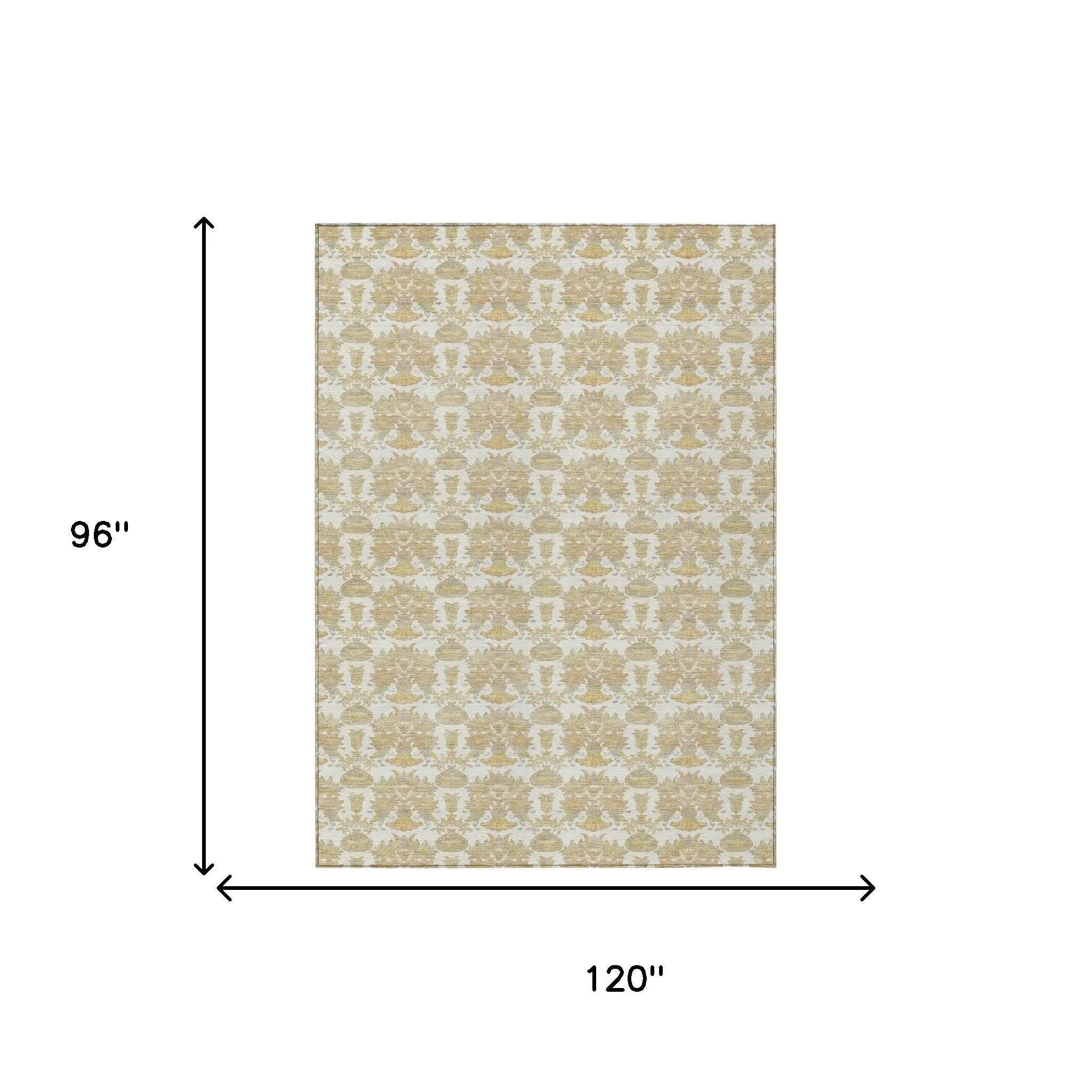 8' X 10' Ivory And Wheat Floral Washable Indoor Outdoor Area Rug Homeroots Outdoor