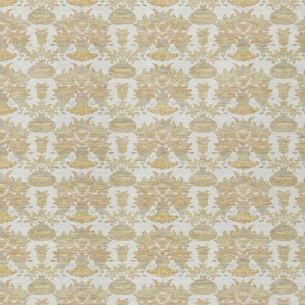 8' X 10' Ivory And Wheat Floral Washable Indoor Outdoor Area Rug Homeroots Outdoor