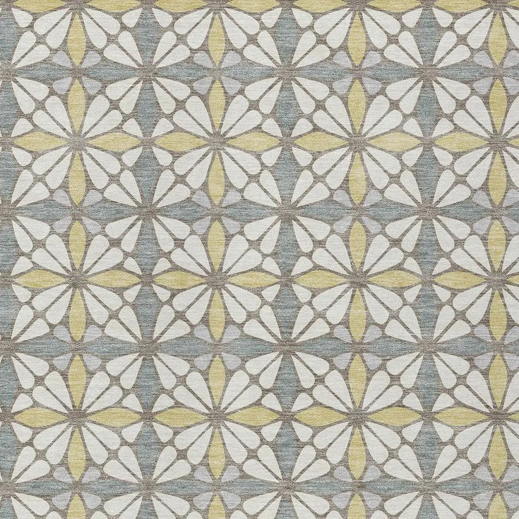 8' X 10' Ivory And Wheat Geometric Washable Indoor Outdoor Area Rug Homeroots Outdoor