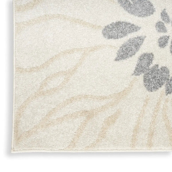 8' X 10' Ivory Gray And Blue Floral Area Rug Homeroots Home Decor