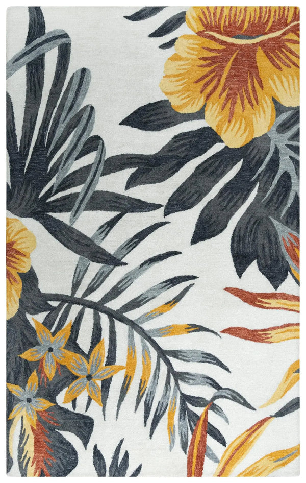 8' X 10' Ivory Orange Red And Gray Floral Hand Tufted Area Rug Homeroots Home Decor