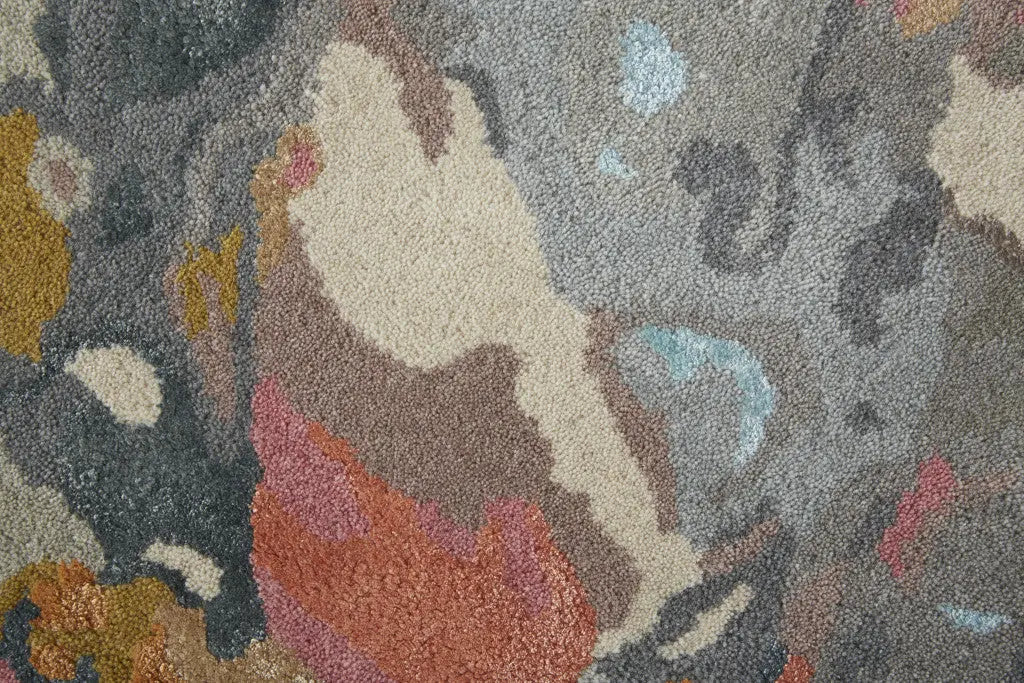 8' X 10' Ivory and Blue Wool Floral Hand Tufted Area Rug Homeroots Home Decor