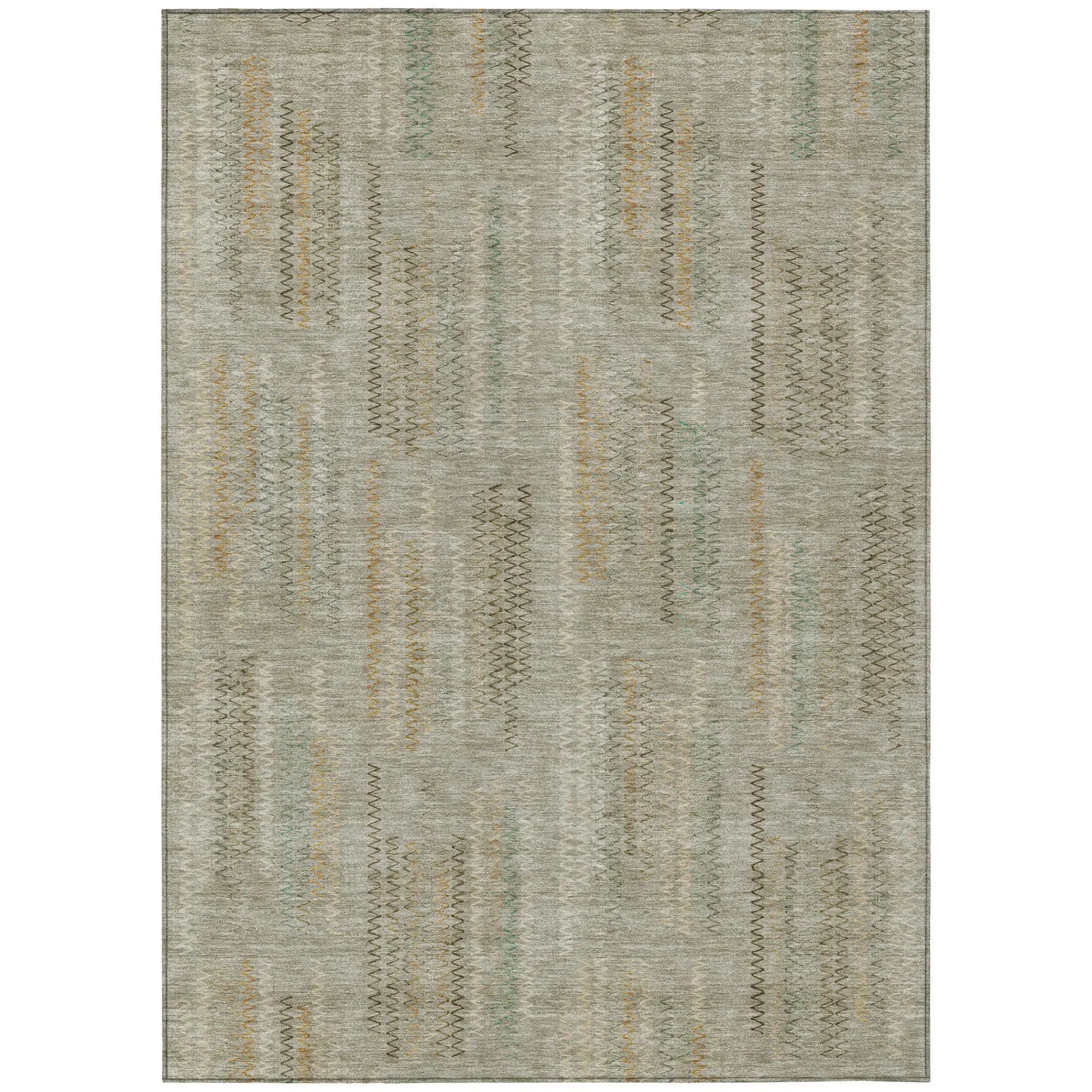 8' X 10' Khaki And Brown Abstract Washable Indoor Outdoor Area Rug Homeroots Outdoor