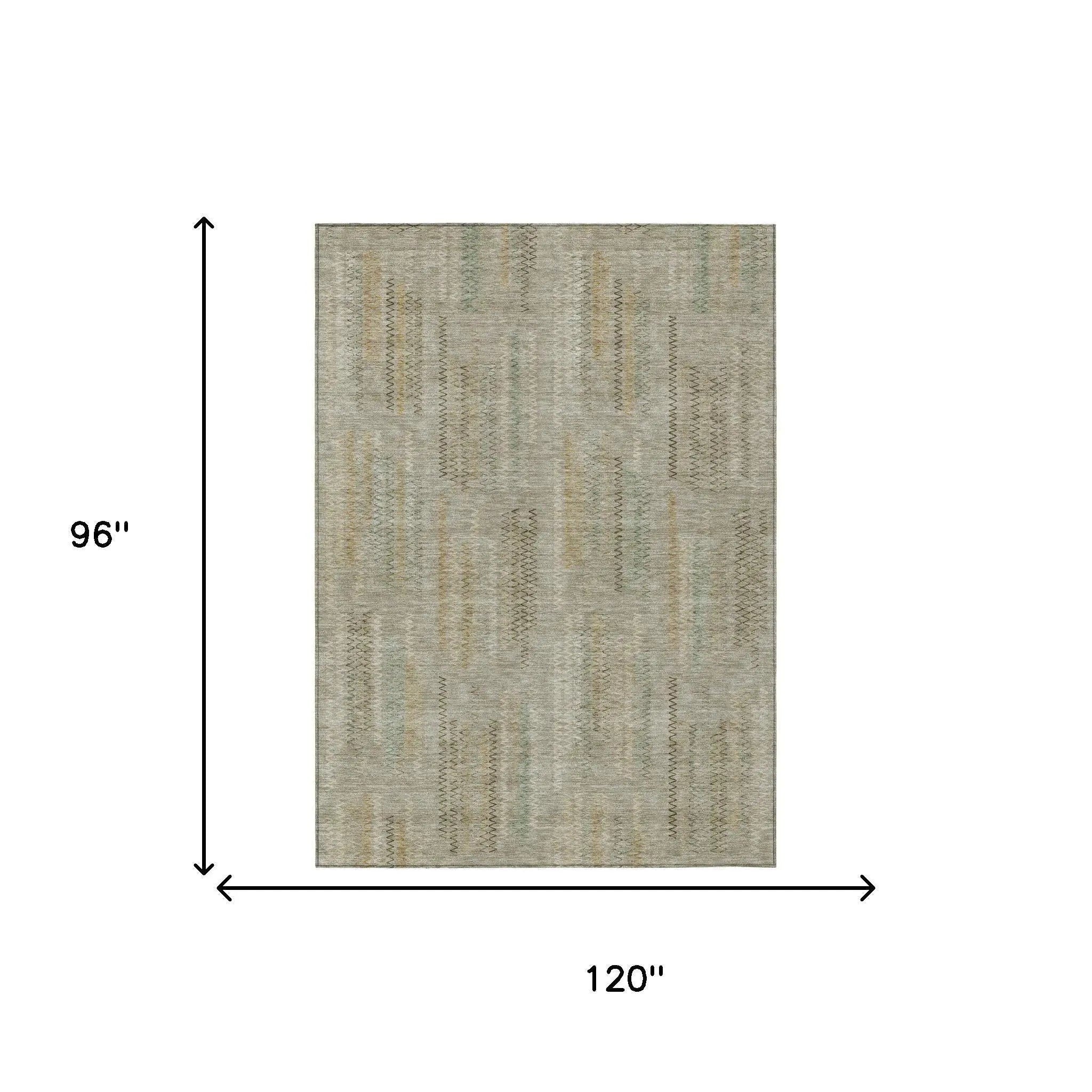 8' X 10' Khaki And Brown Abstract Washable Indoor Outdoor Area Rug Homeroots Outdoor