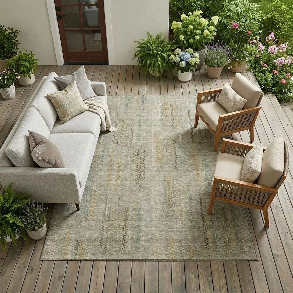 8' X 10' Khaki And Brown Abstract Washable Indoor Outdoor Area Rug Homeroots Outdoor