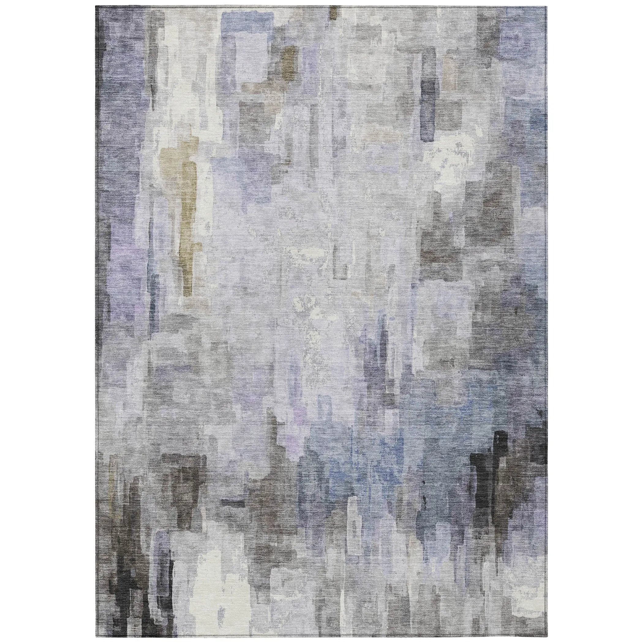 8' X 10' Lavender And Gray Abstract Washable Indoor Outdoor Area Rug Homeroots Outdoor