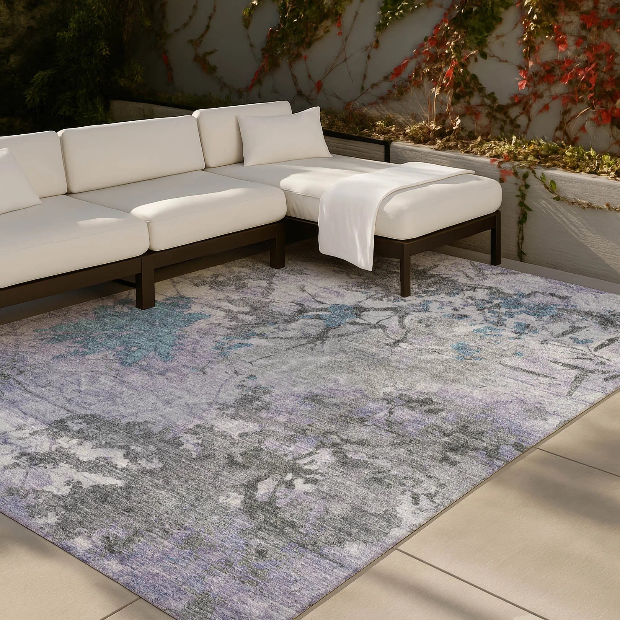8' X 10' Lavender And Ivory Abstract Washable Indoor Outdoor Area Rug Homeroots Outdoor