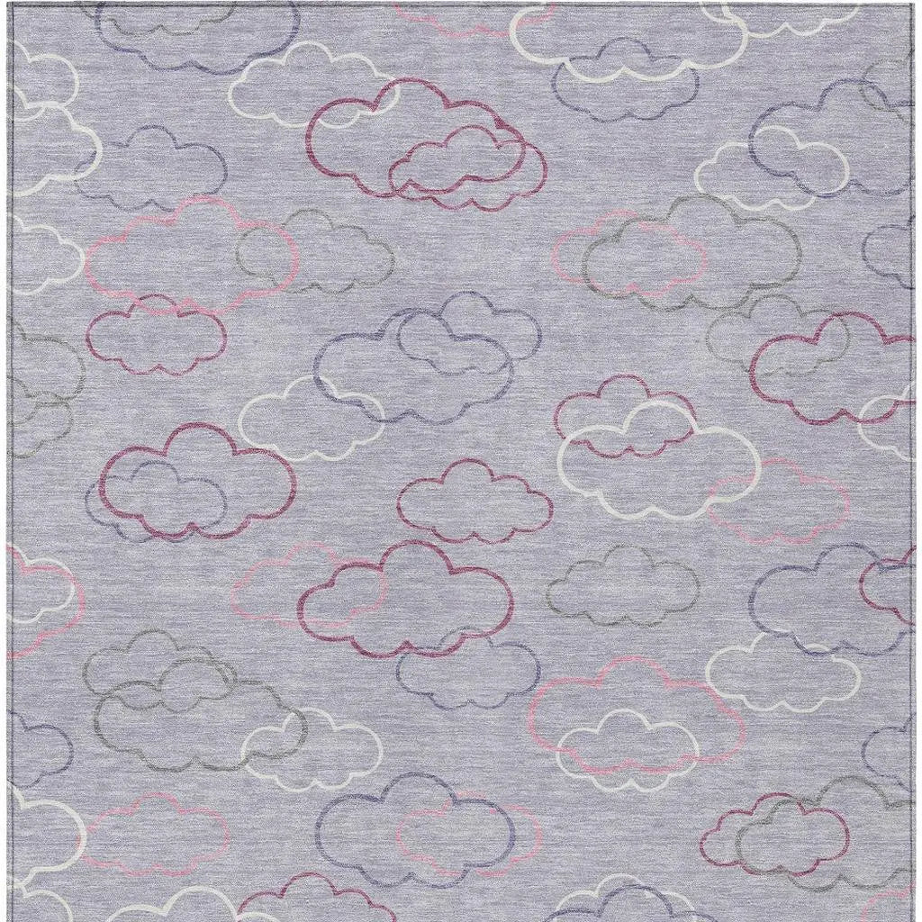 8' X 10' Lavender And Ivory Abstract Washable Indoor Outdoor Area Rug Homeroots Outdoor
