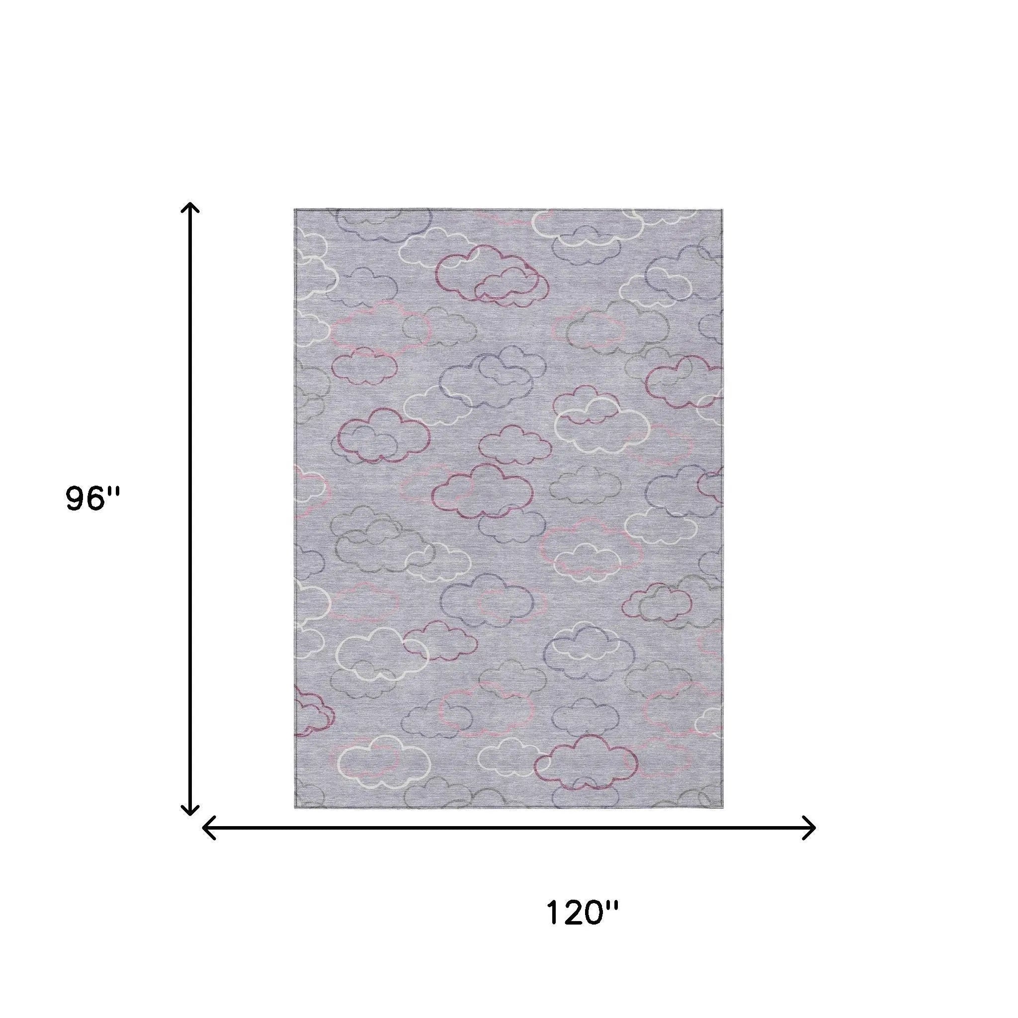 8' X 10' Lavender And Ivory Abstract Washable Indoor Outdoor Area Rug Homeroots Outdoor