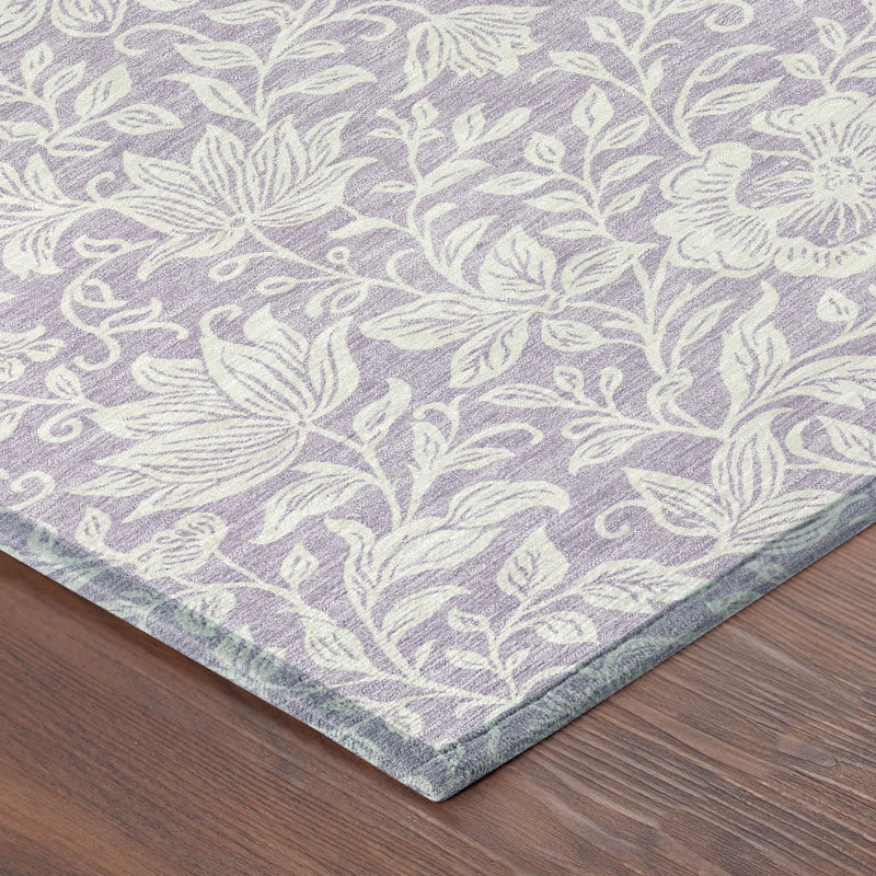 8' X 10' Lavender And Ivory Floral Washable Indoor Outdoor Area Rug Homeroots Outdoor