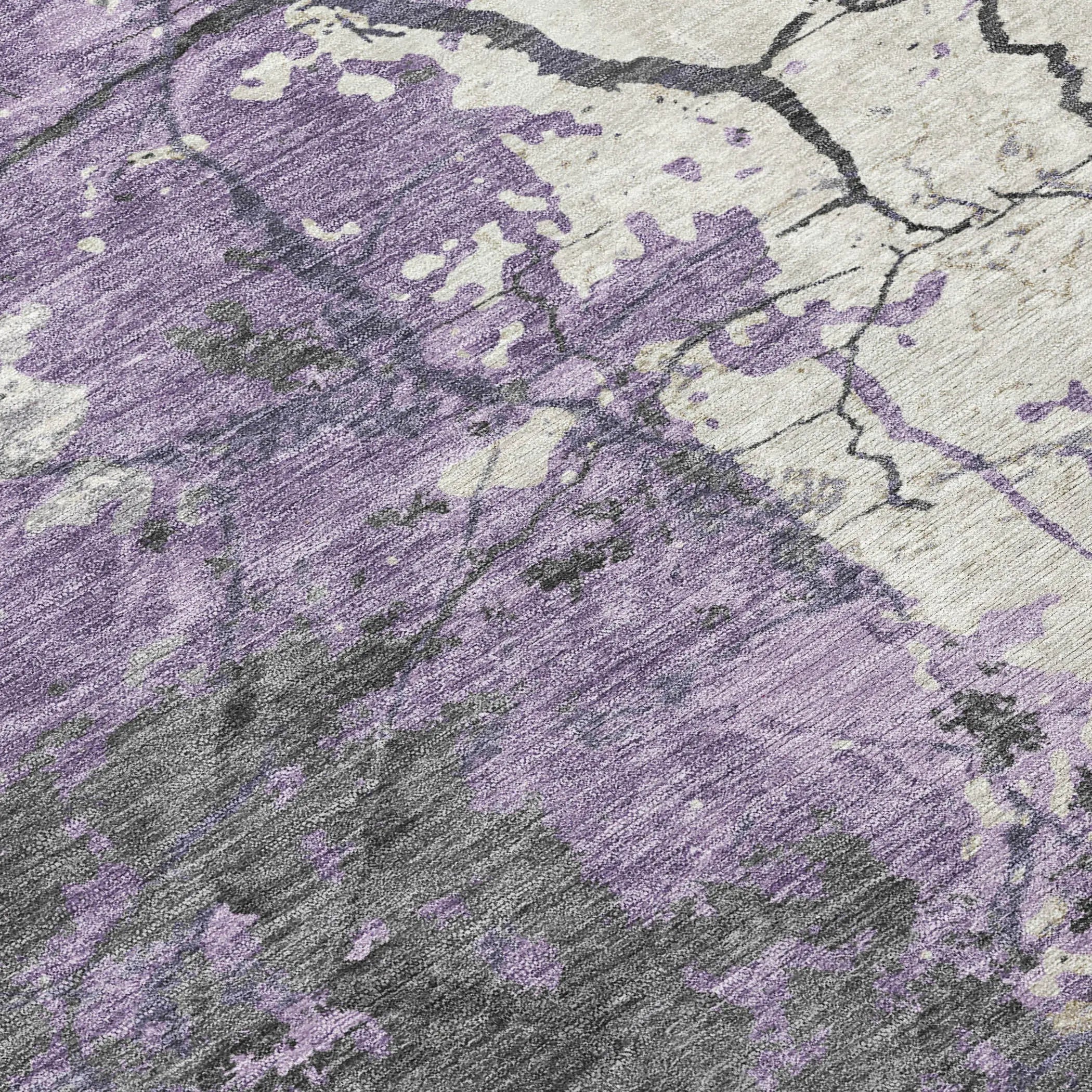 8' X 10' Lavender And Plum Abstract Washable Indoor Outdoor Area Rug Homeroots Outdoor