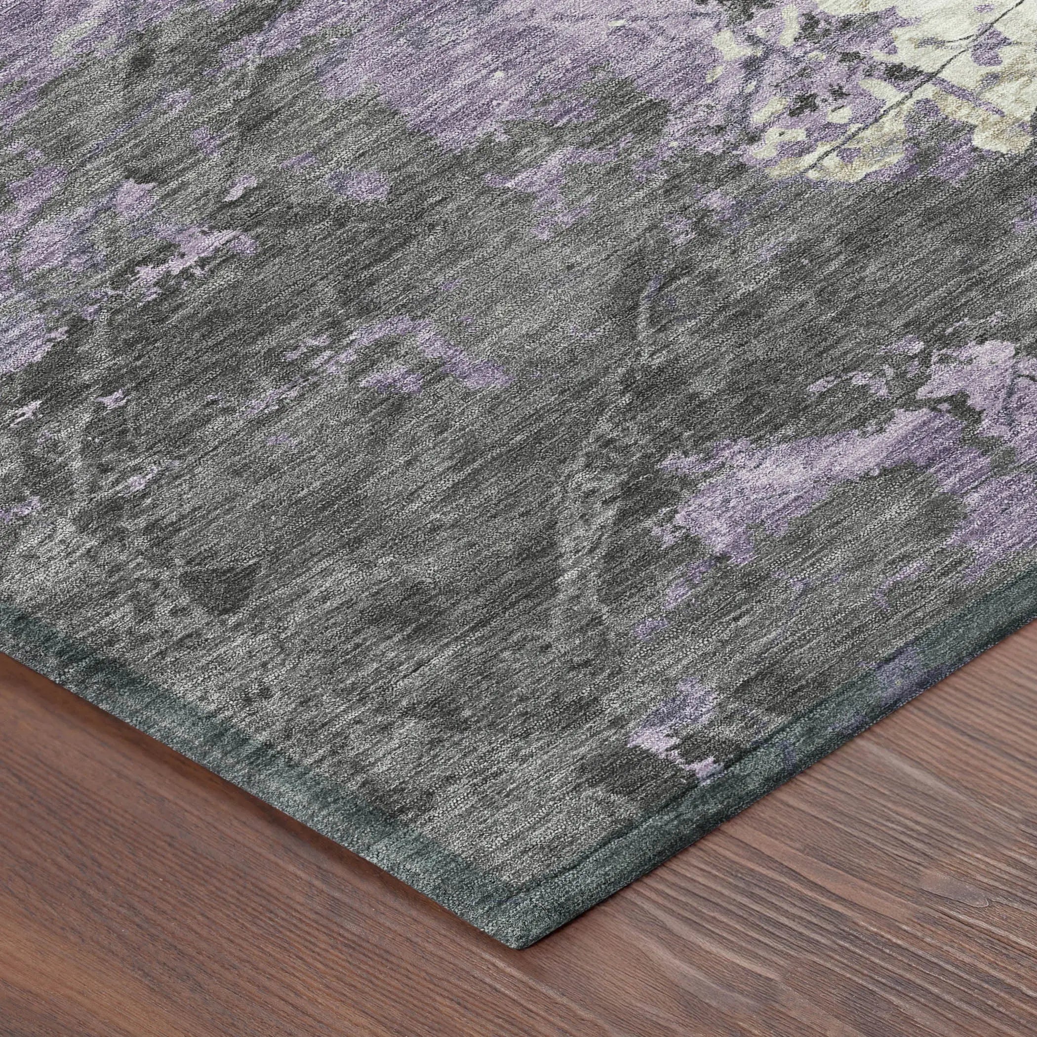 8' X 10' Lavender And Plum Abstract Washable Indoor Outdoor Area Rug Homeroots Outdoor