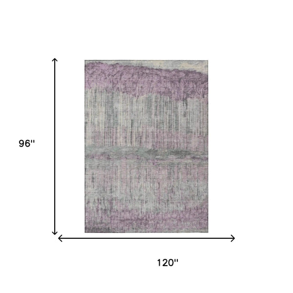 8' X 10' Lavender And Plum Abstract Washable Indoor Outdoor Area Rug Homeroots Outdoor