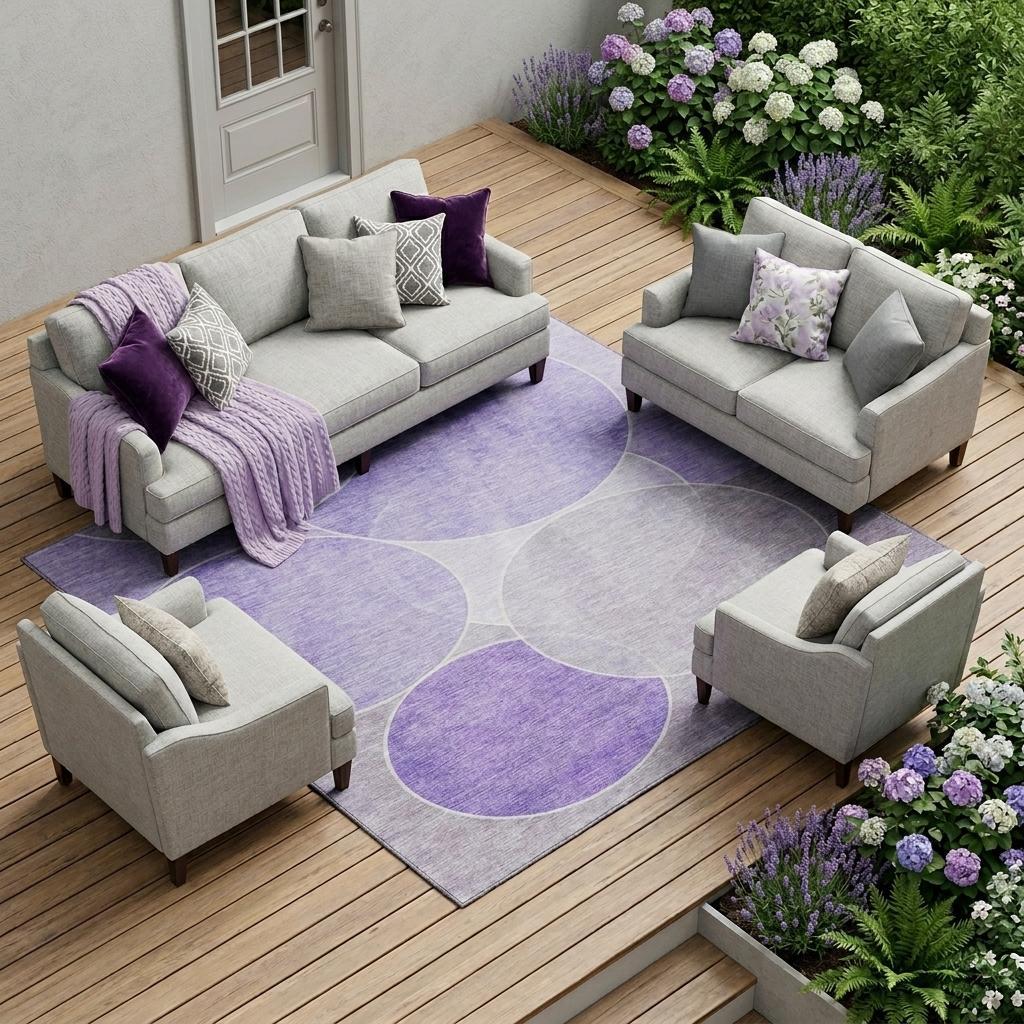 8' X 10' Lavender And Purple Geometric Washable Indoor Outdoor Area Rug Homeroots Outdoor