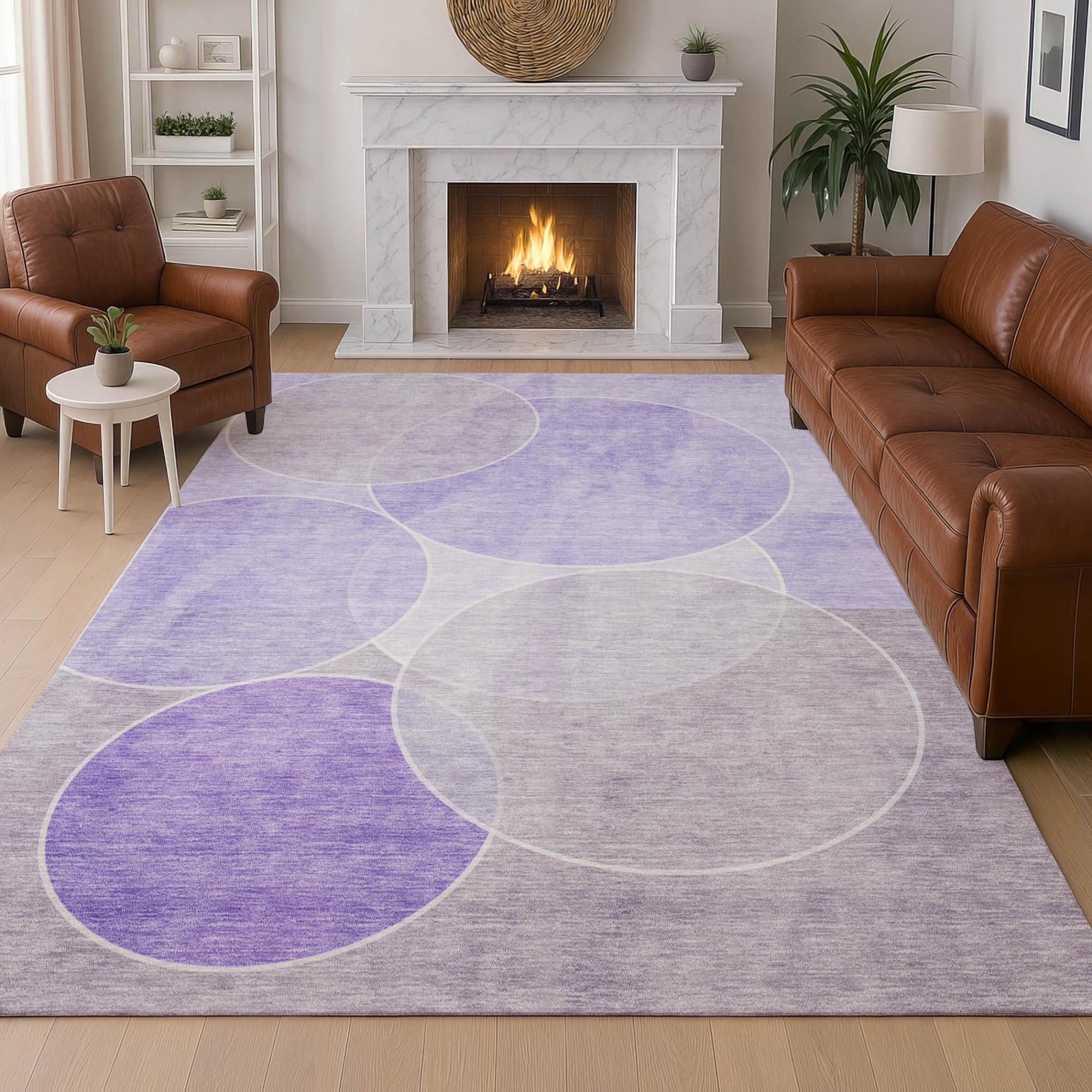 8' X 10' Lavender And Purple Geometric Washable Indoor Outdoor Area Rug Homeroots Outdoor
