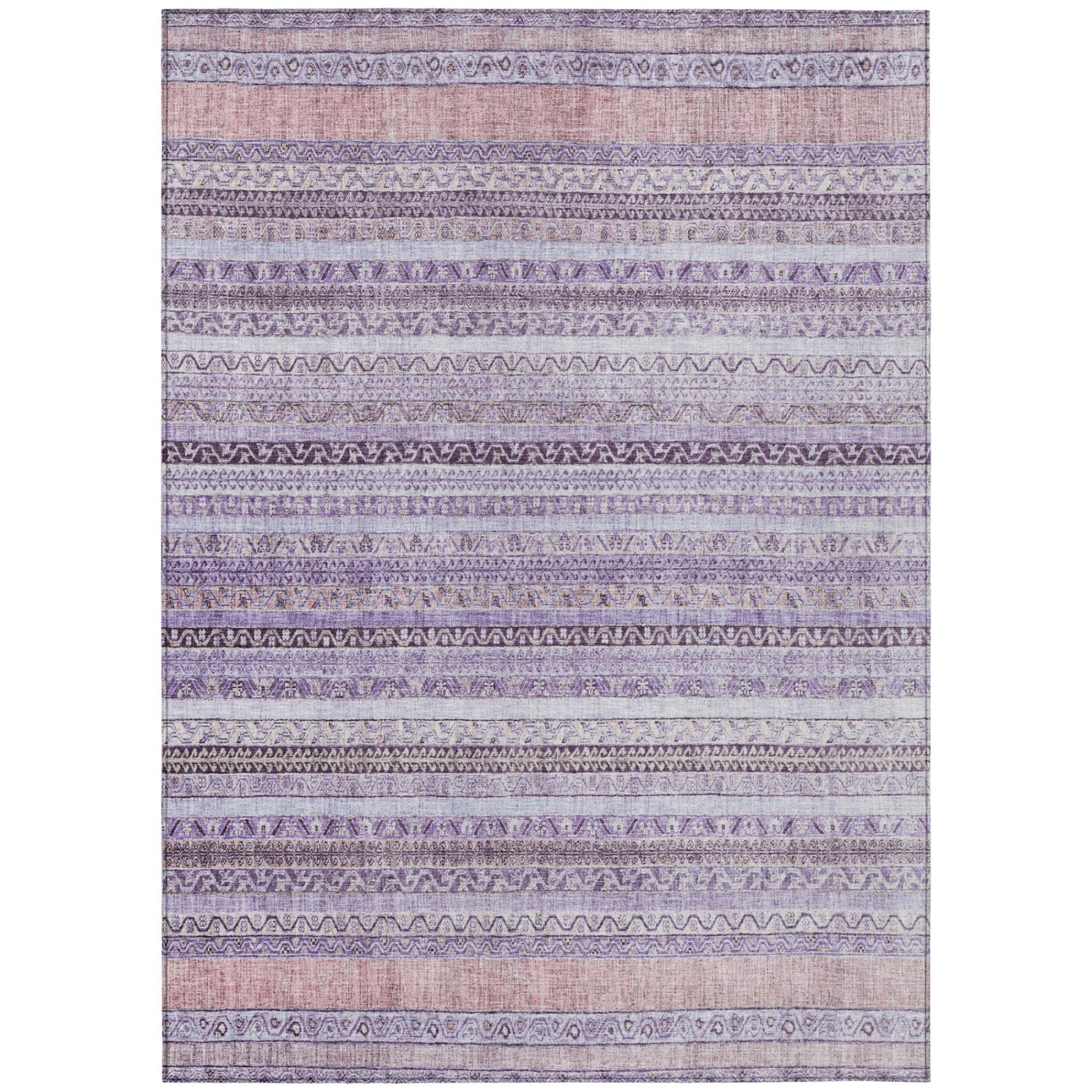 8' X 10' Lavender And Purple Striped Washable Indoor Outdoor Area Rug Homeroots Outdoor