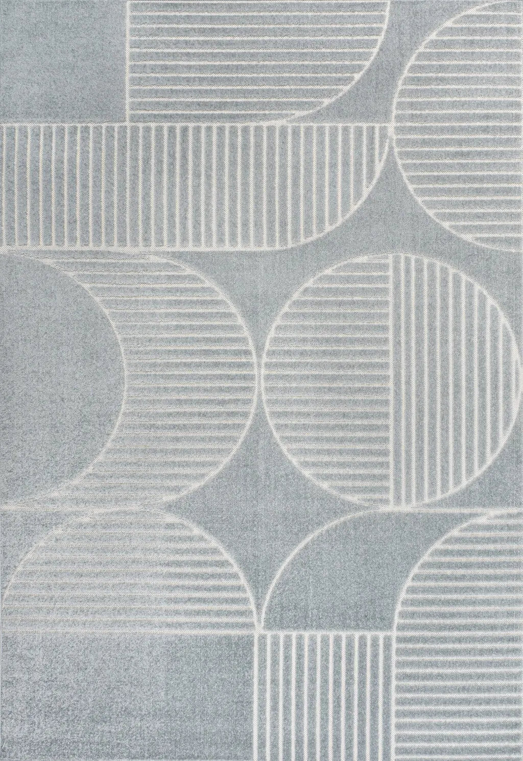 8' X 10' Light Blue And Cream Striped Indoor Outdoor Area Rug - GreatEagleInc