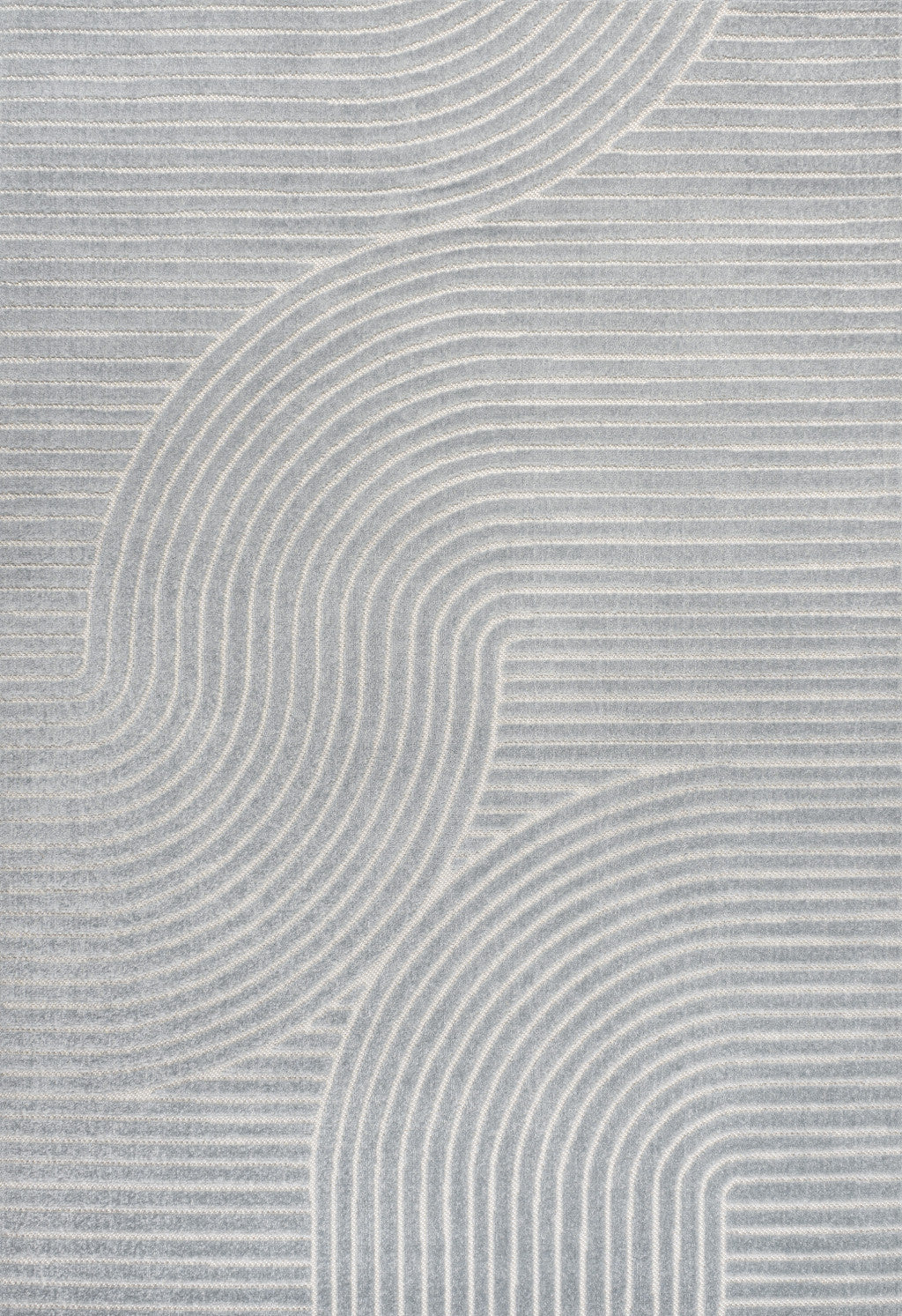 8' X 10' Light Blue And Cream Striped Indoor Outdoor Area Rug - GreatEagleInc