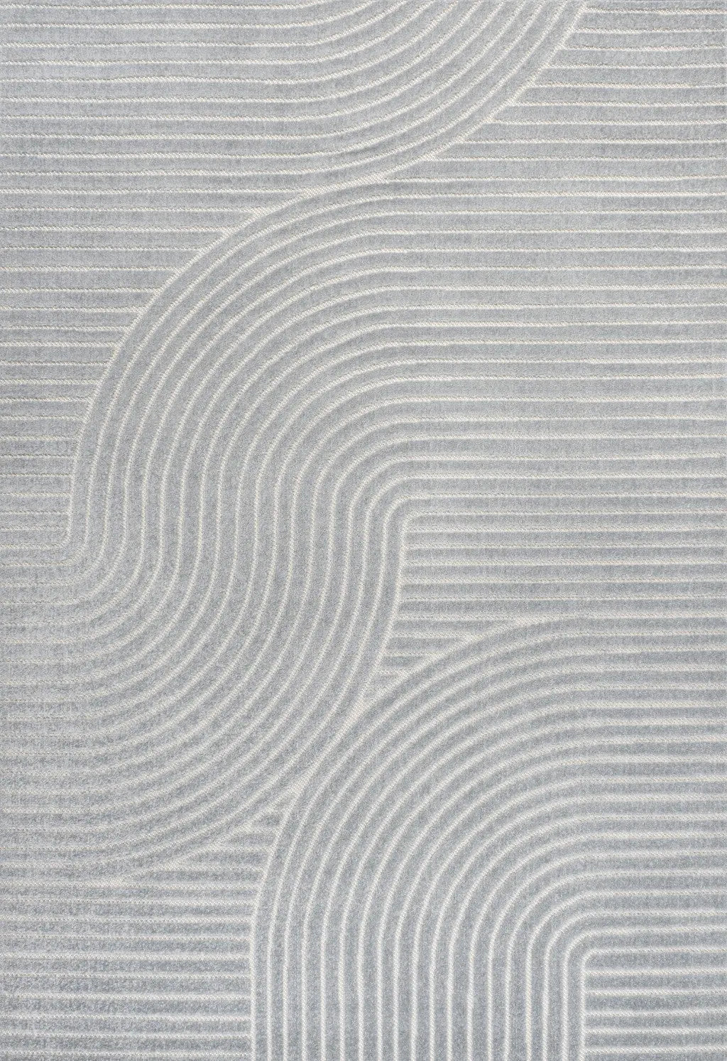 8' X 10' Light Blue And Cream Striped Indoor Outdoor Area Rug - GreatEagleInc