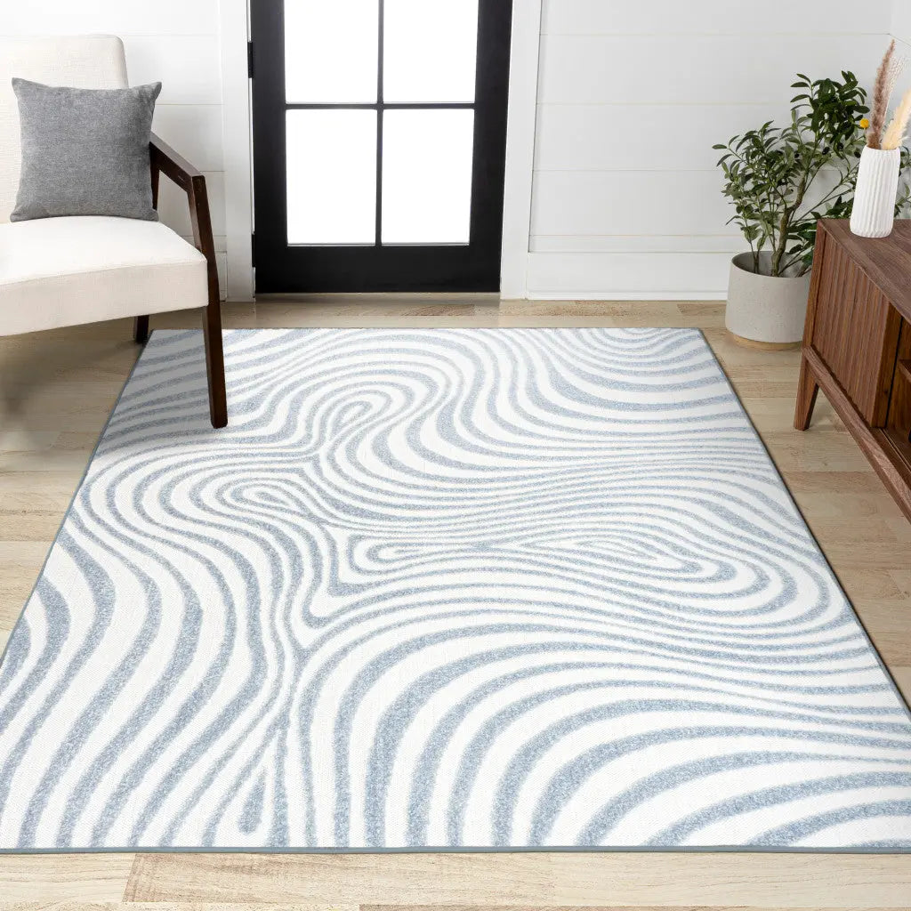 8' X 10' Light Blue And Ivory Abstract Indoor Outdoor Area Rug Homeroots Outdoor