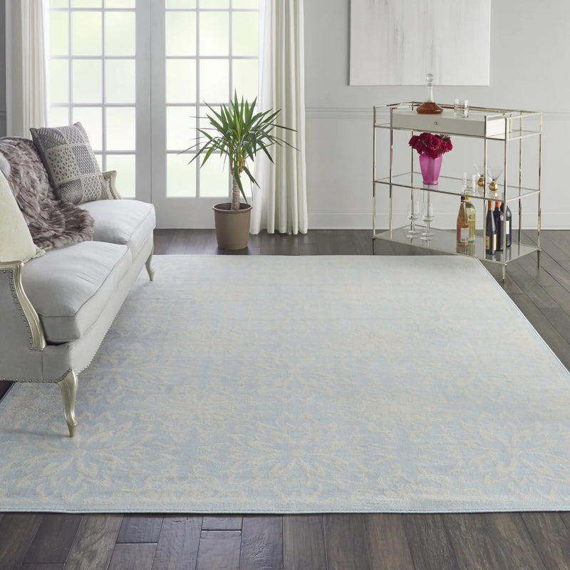 8' X 10' Light Blue Floral Power Loom Area Rug Homeroots Home Decor