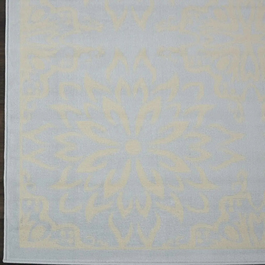 8' X 10' Light Blue Floral Power Loom Area Rug Homeroots Home Decor