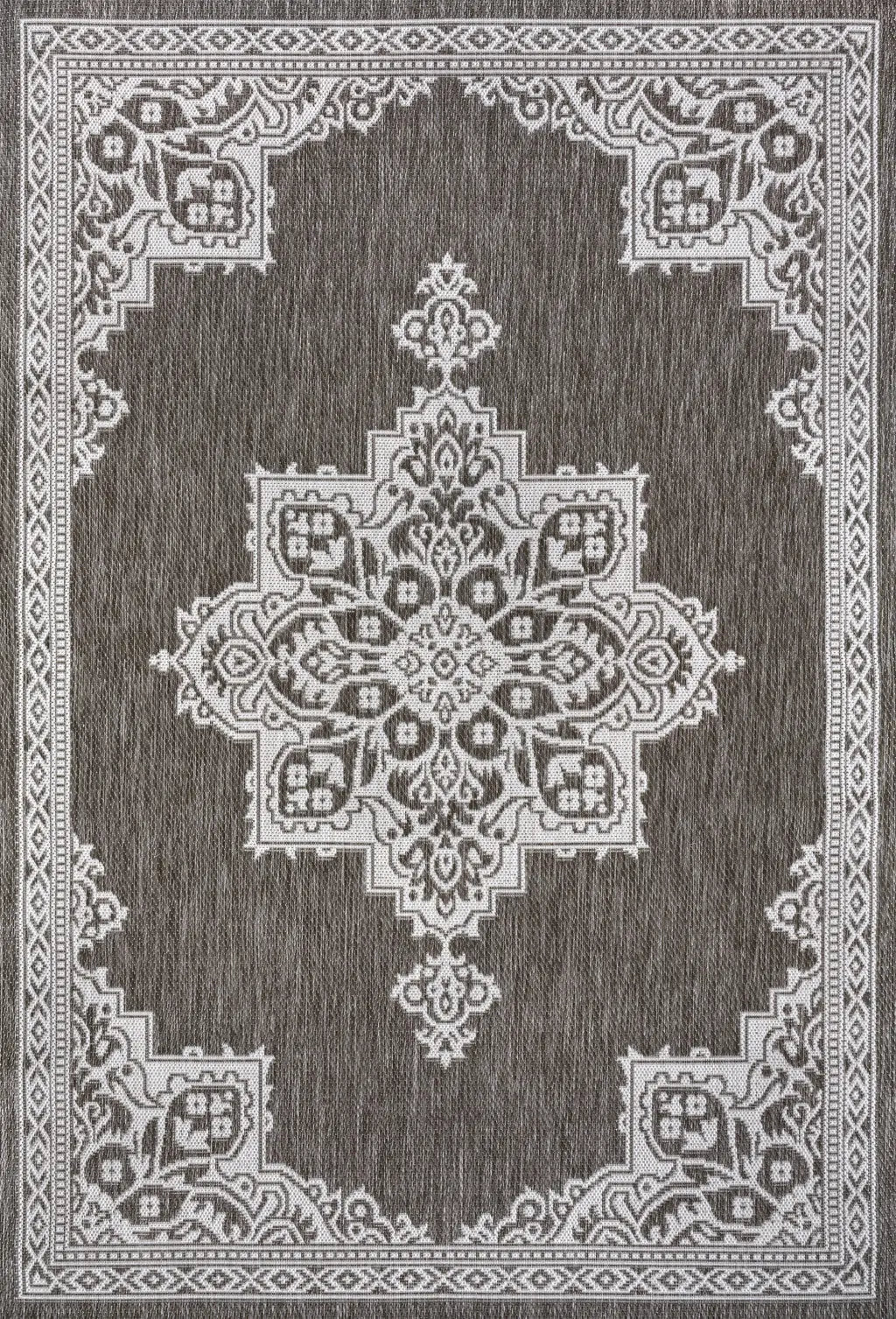 8' X 10' Light Brown And Cream Medallion Indoor Outdoor Area Rug Homeroots Outdoor