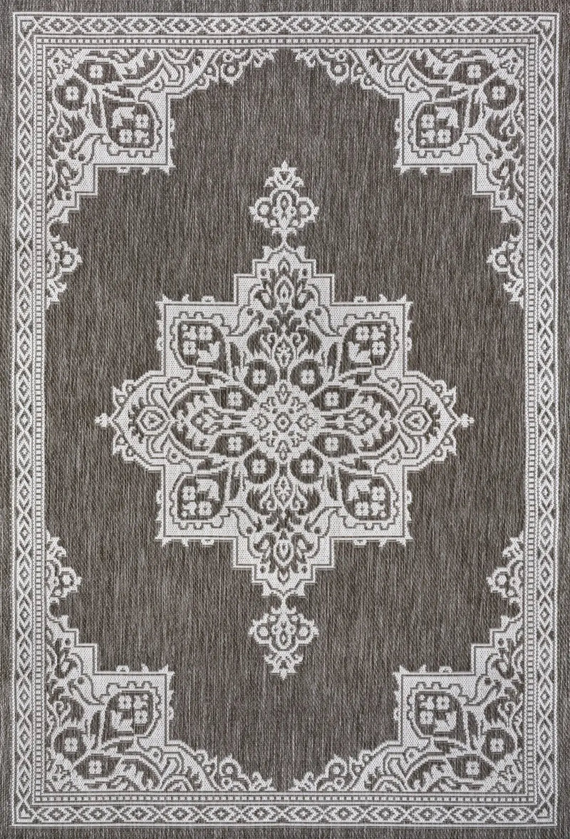 8' X 10' Light Brown And Cream Medallion Indoor Outdoor Area Rug Homeroots Outdoor