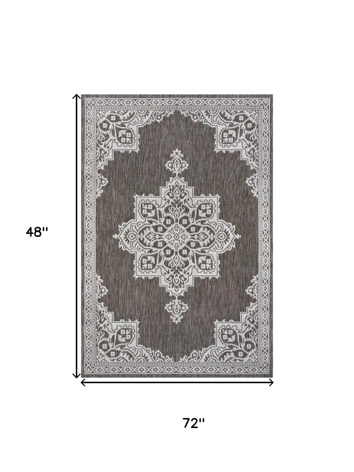 8' X 10' Light Brown And Cream Medallion Indoor Outdoor Area Rug Homeroots Outdoor