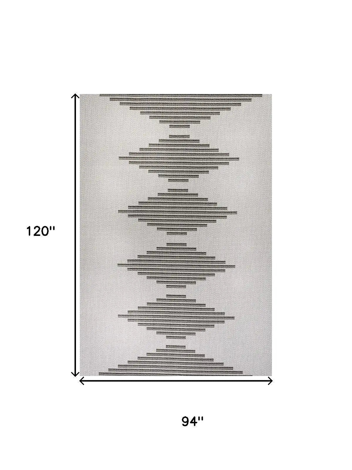 8' X 10' Light Gray And Black Striped Indoor Outdoor Area Rug Homeroots Outdoor