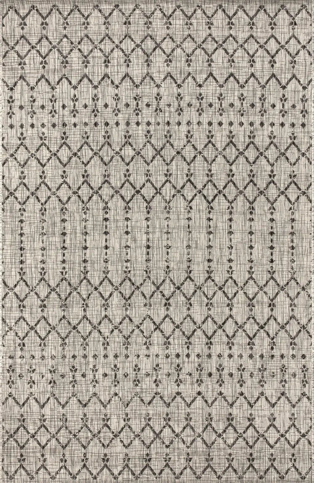 8' X 10' Light Gray And Black Trellis Indoor Outdoor Area Rug Homeroots Outdoor