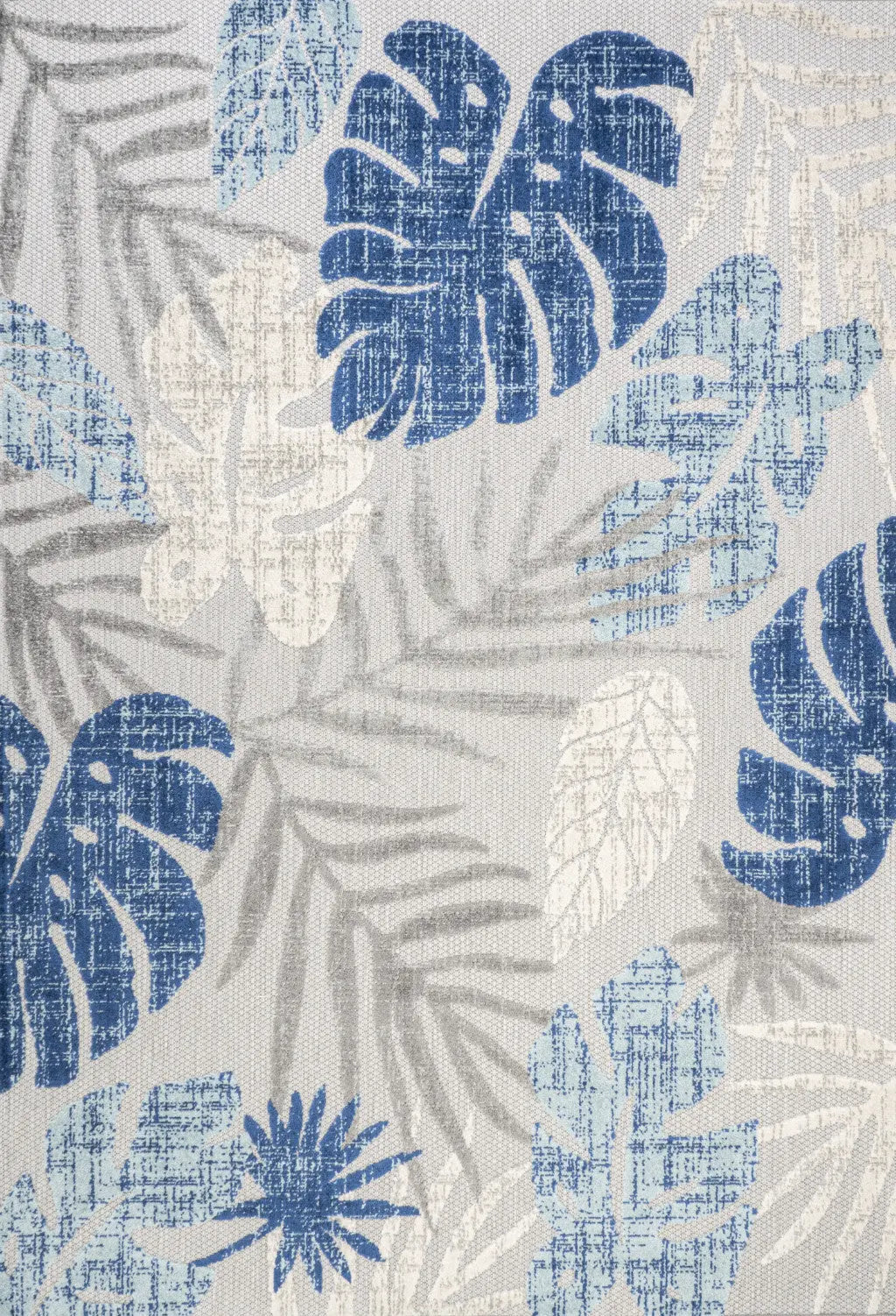 8' X 10' Light Gray And Navy Blue Floral Indoor Outdoor Area Rug Homeroots Outdoor