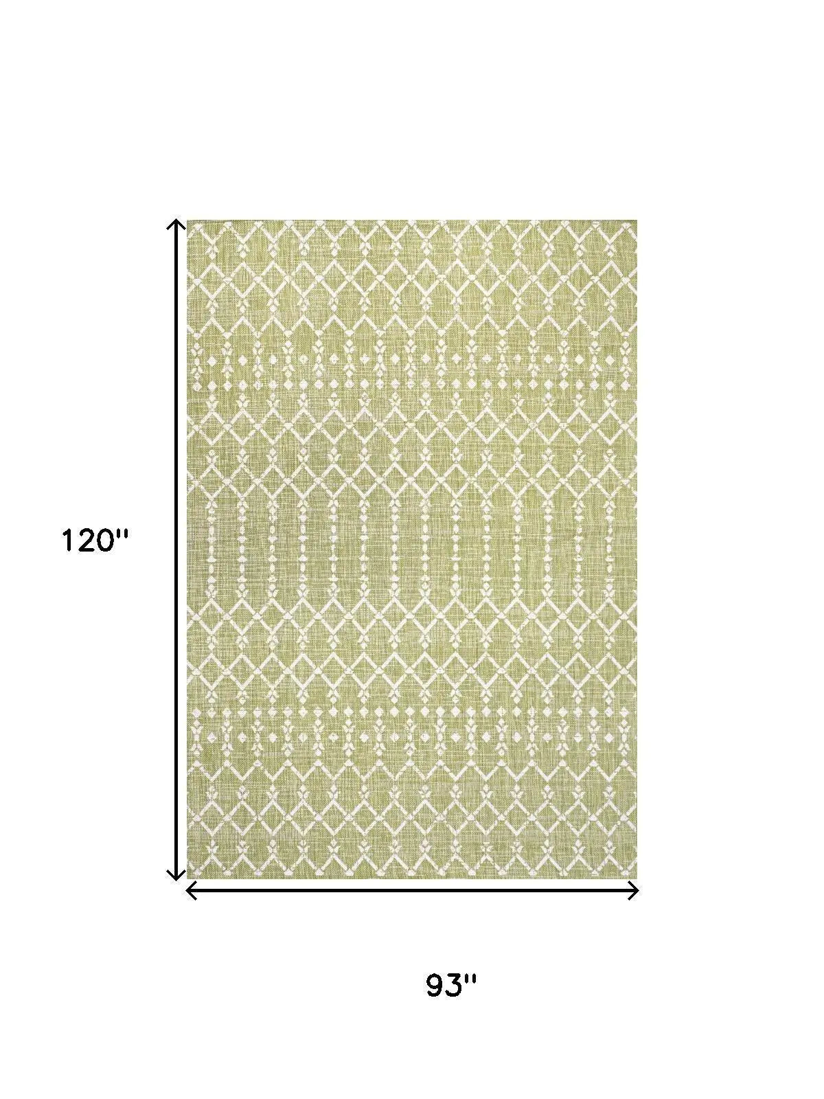 8' X 10' Light Green And Cream Trellis Indoor Outdoor Area Rug Homeroots Outdoor