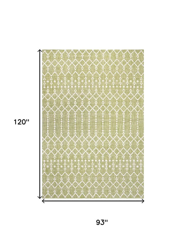8' X 10' Light Green And Cream Trellis Indoor Outdoor Area Rug Homeroots Outdoor