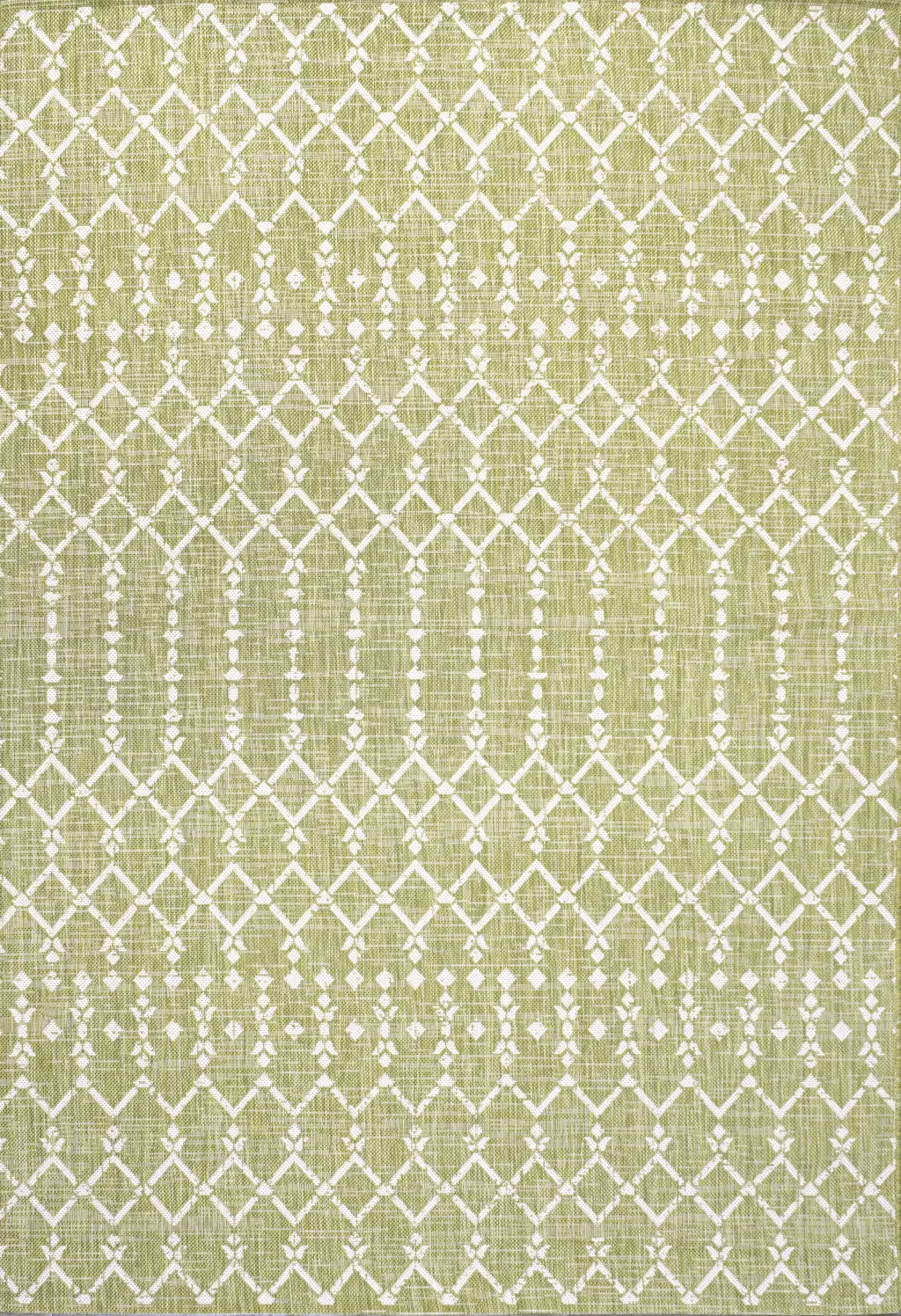 8' X 10' Light Green And Cream Trellis Indoor Outdoor Area Rug Homeroots Outdoor
