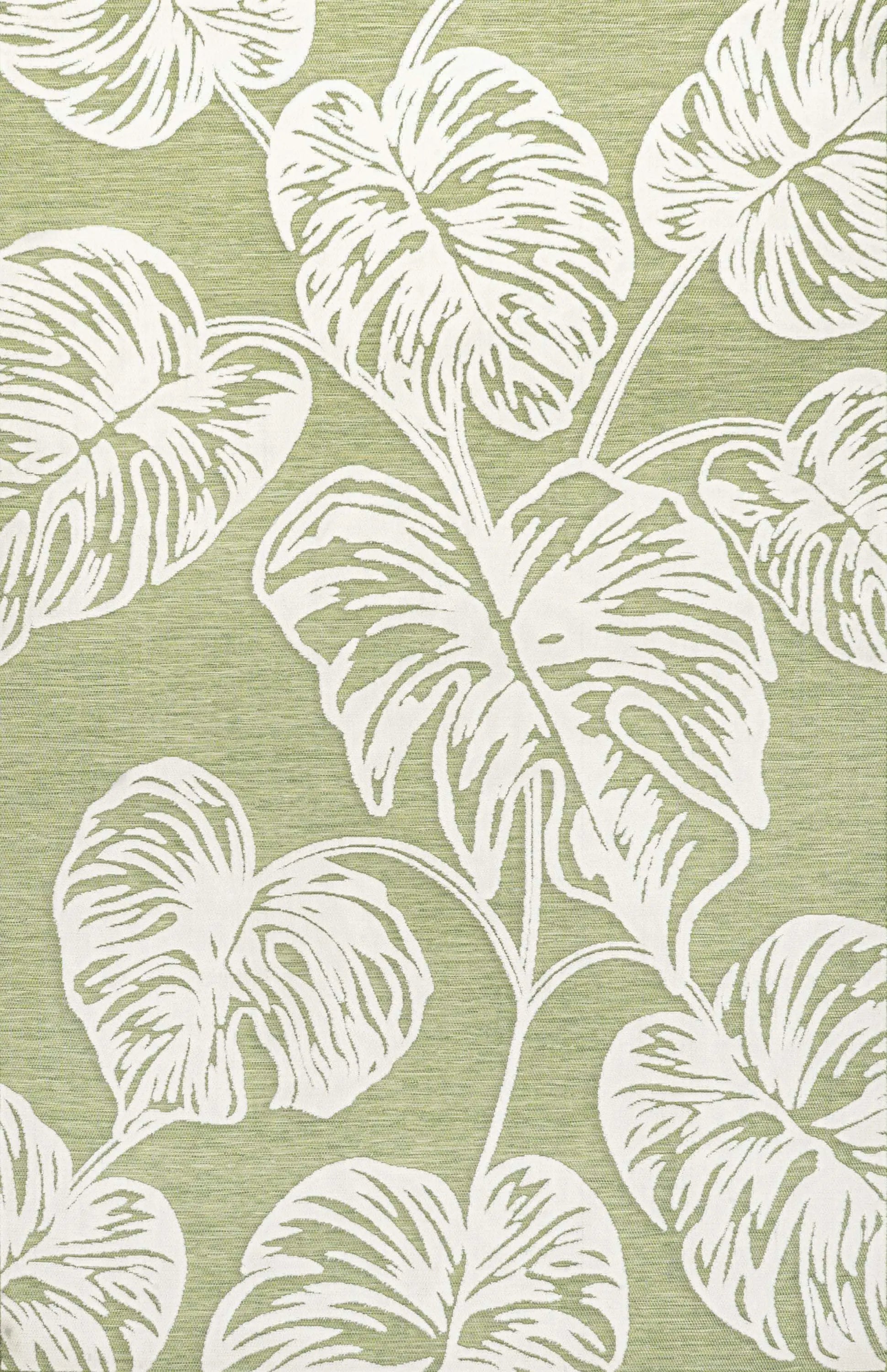 8' X 10' Light Green And Ivory Floral Indoor Outdoor Area Rug - GreatEagleInc