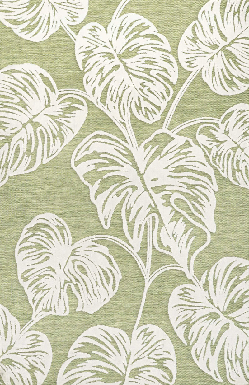 8' X 10' Light Green And Ivory Floral Indoor Outdoor Area Rug - GreatEagleInc