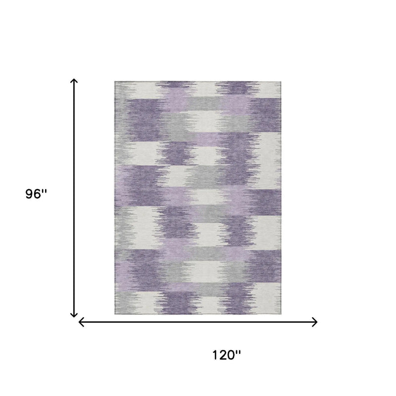 8' X 10' Lilac And Purple Geometric Washable Indoor Outdoor Area Rug Homeroots Outdoor