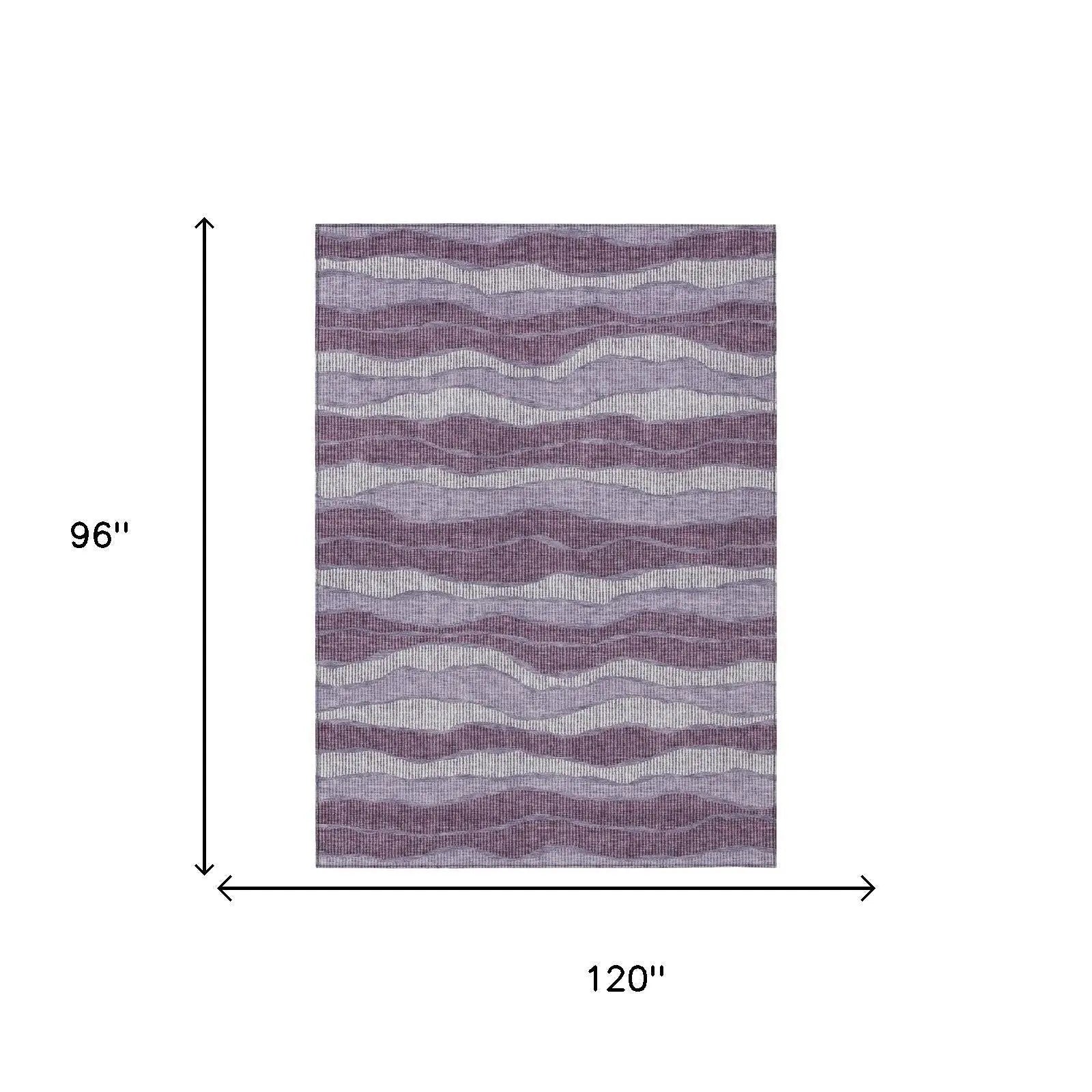 8' X 10' Lilac And Purple Striped Washable Indoor Outdoor Area Rug Homeroots Outdoor